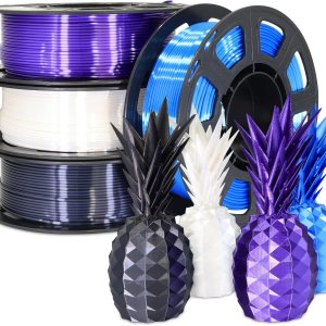 BBLIFE Paquete de filamentos 3D de PLA de seda 4 en 1 de 0.069 in brillo de seda negropúrpurablancoazul, cada carrete 8.82 oz, 4 carretes BBLIFE Paquete de filamentos 3D de PLA de seda 4 en 1 de 0.069 in brillo de seda negropúrpurablancoazul, cada carrete 8.82 oz, 4 carretes