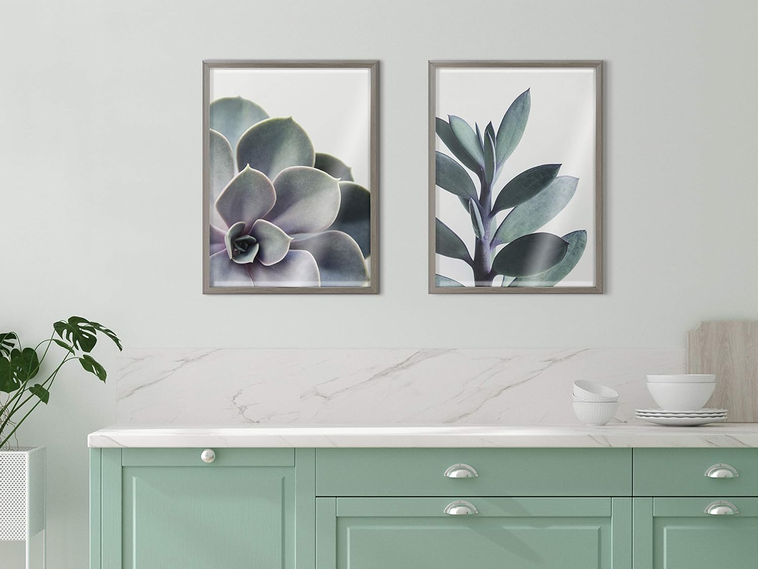 Kate and Laurel Blake Succulent – Arte de pared de vidrio impreso con 5 marcos por Emiko y Mark Franzen de F2Images, 18 x 24 pulgadas, color gris,