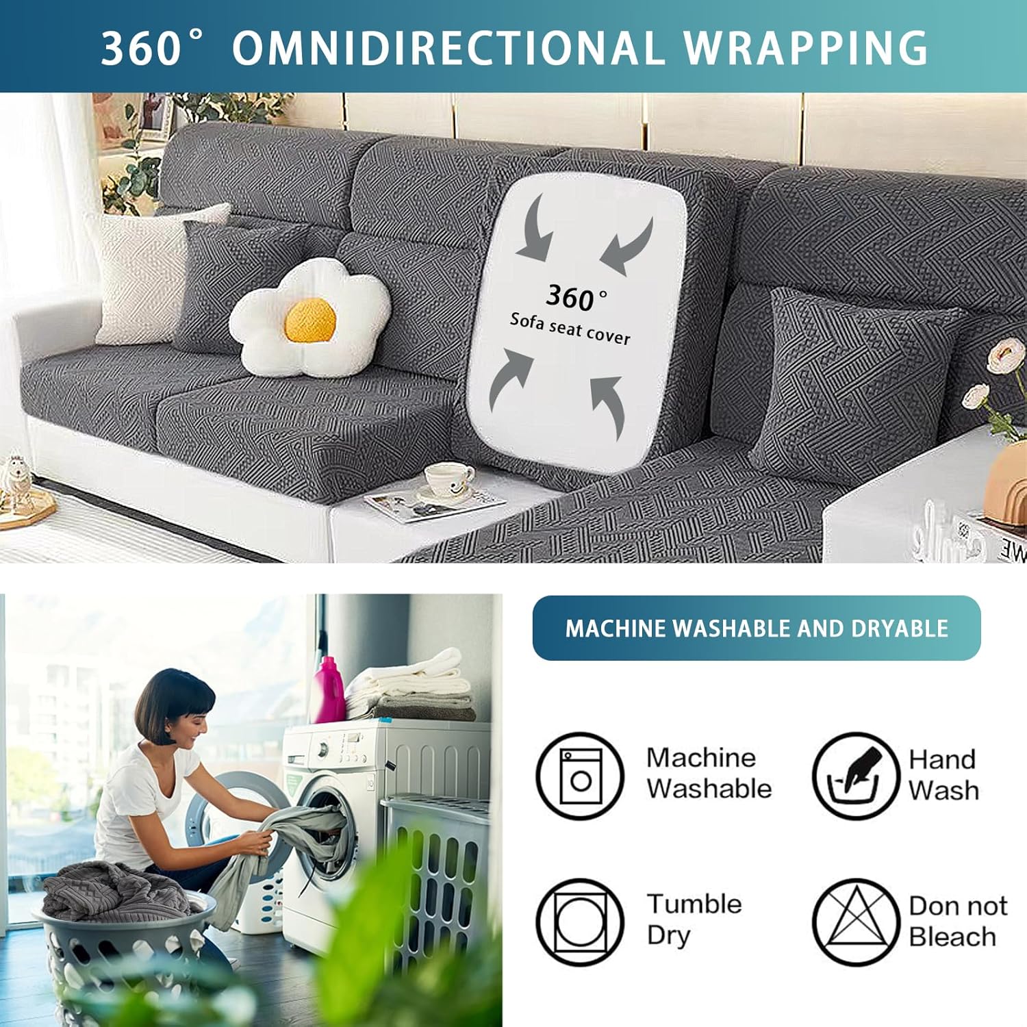 Tobengda Fundas mágicas lavables  Funda de sofá para sofá modular de 3 cojines, 2 cojines, fundas elásticas para sofá en forma de L, fundas