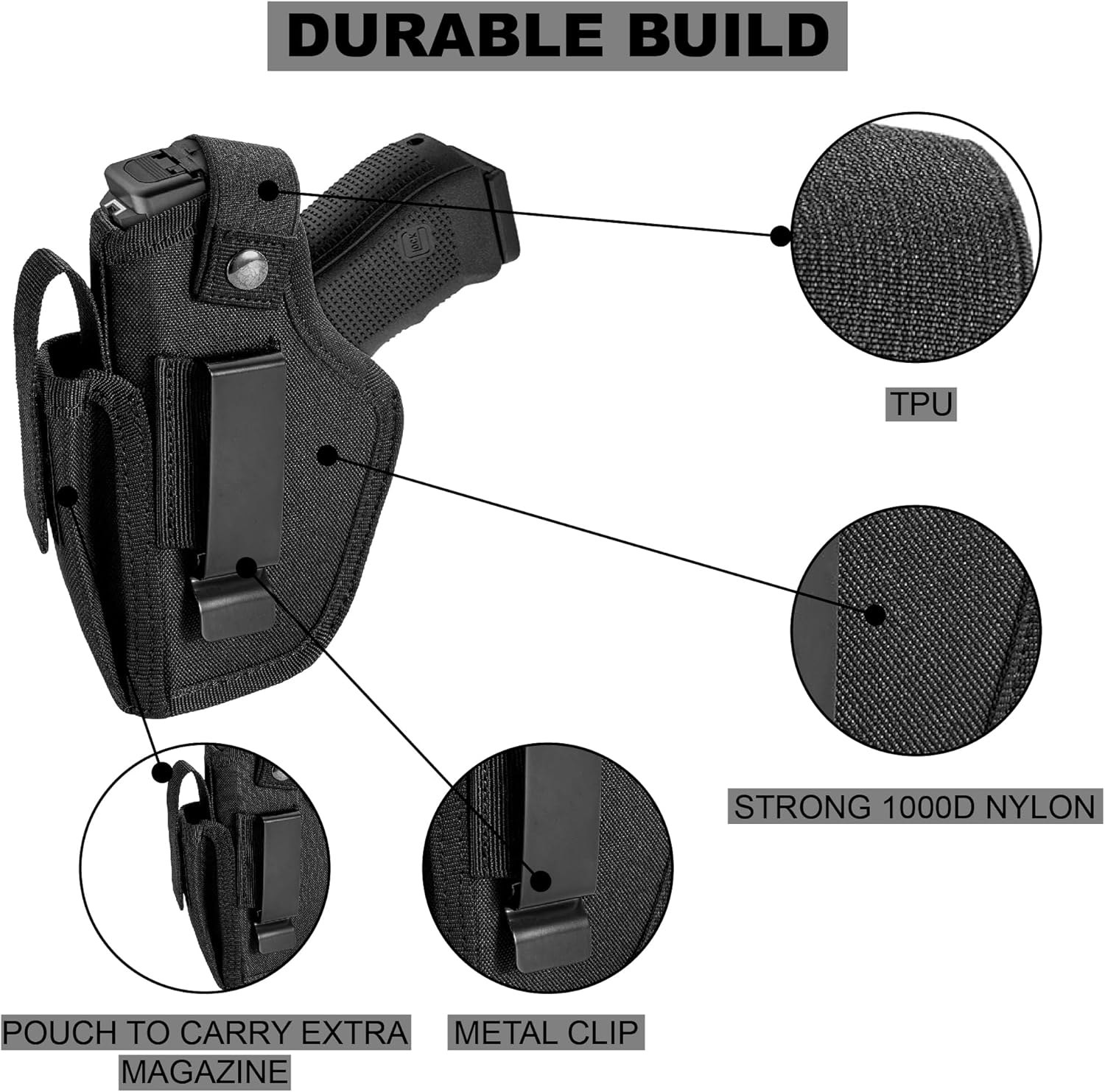 Fundas de pistola para hombresmujeres, funda 380 para pistolas, funda universal de Airsoft derechaizquierda, IWBOWB de 0.354 in para transporte