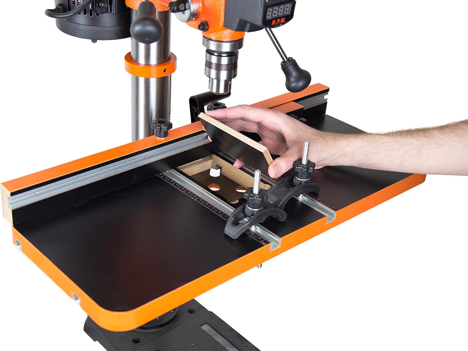 WEN – Taladro hidráulico 4208T, 2.3 amperios, 8 pulgadas, 5 velocidades y mesa de trabajo, y mesa de taladro hidráulico DPA2513, 24 x 12 pulgadas