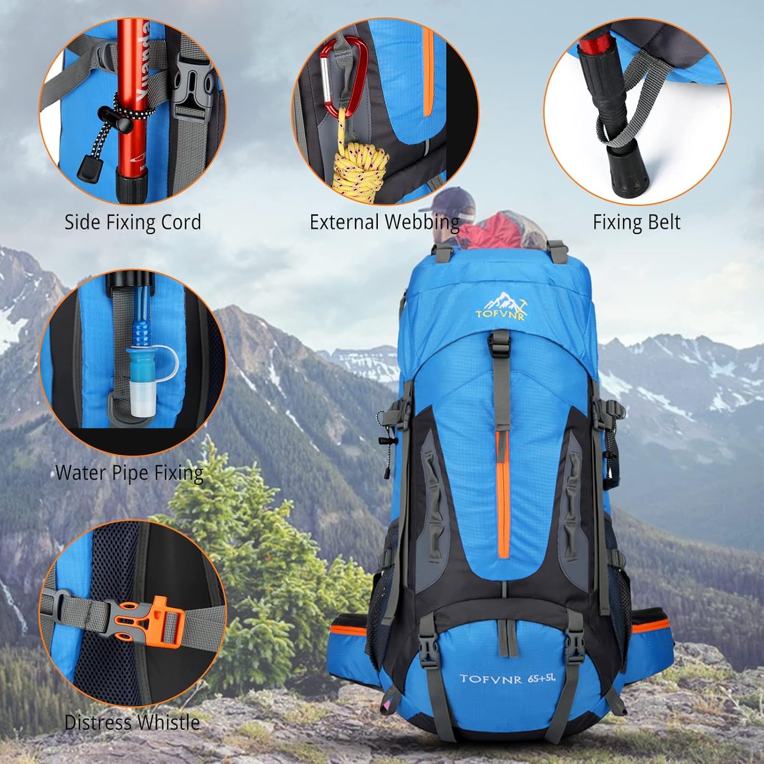 Kingsea Mochila de montañismo de 70 litros, para hombres y mujeres, gran capacidad, deportes al aire libre, senderismo, escalada, camping, mochila