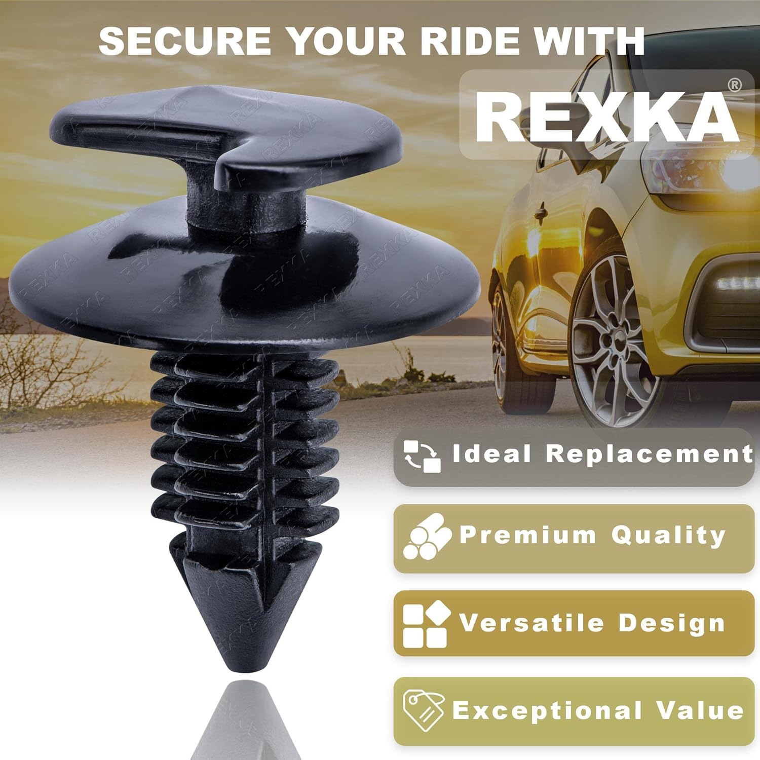 Rexka 10 clips de retención para panel de puerta 6033862 compatibles con Chrysler Jeep Wrangler YJ, Jeep CJ7, Jeep CJ8 Scrambler