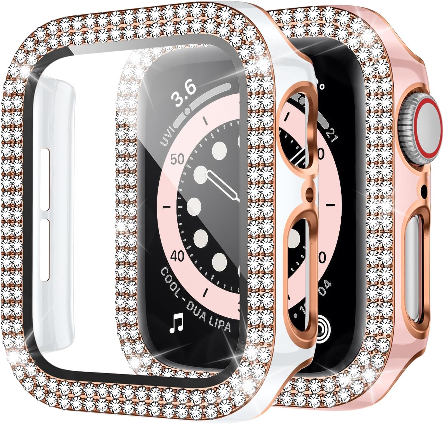 Charlam Funda brillante para Apple Watch de 1.575 pulgadas, 1.496 pulgadas, 1.614 pulgadas, 1.732 pulgadas, 1.772 pulgadas, iWatch SE Series 8, 7,