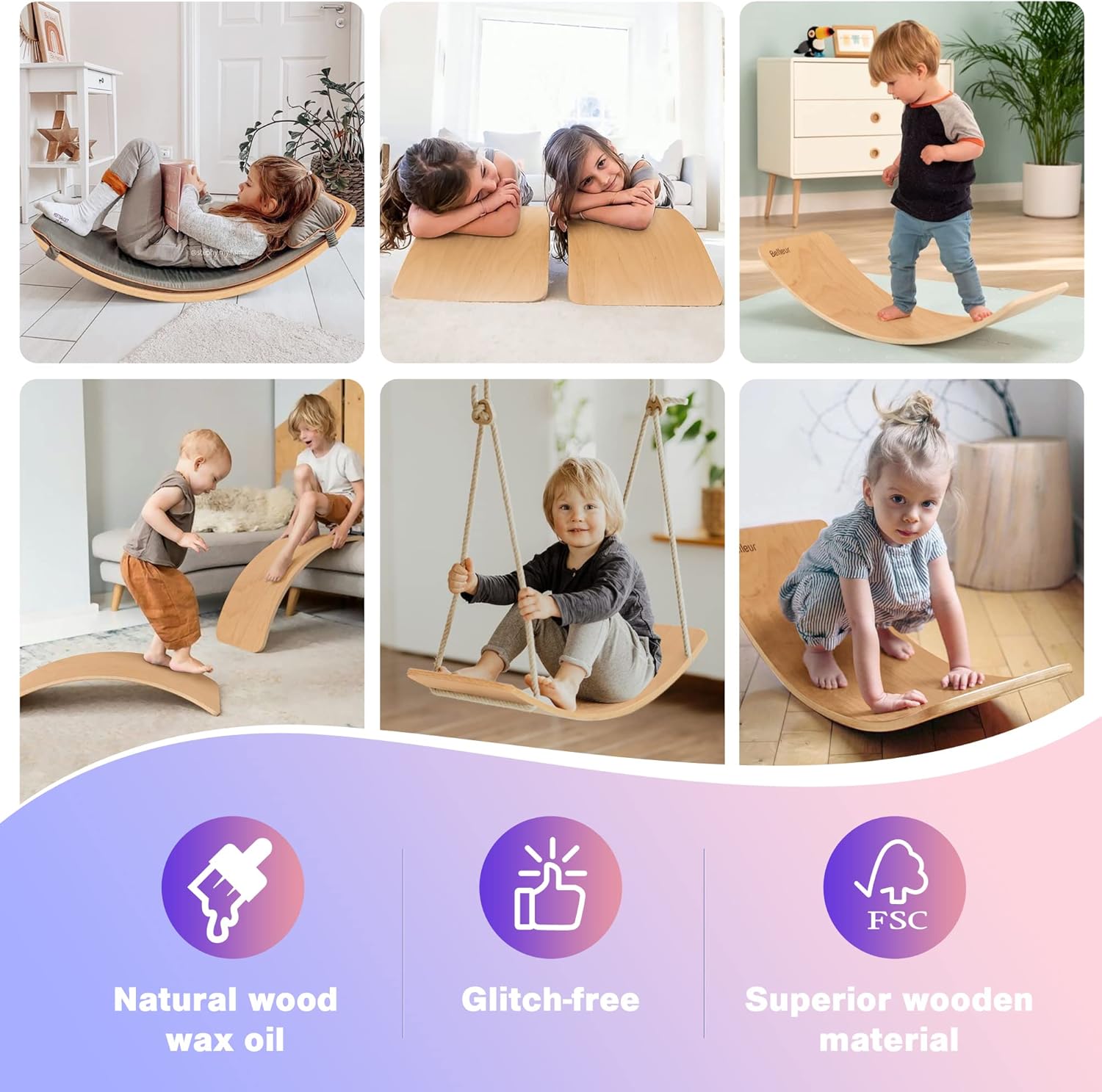 Tabla de equilibrio de madera, tabla de equilibrio oscilante para niños, para adultos, niños pequeños y niños, juguete Montessori de madera de haya