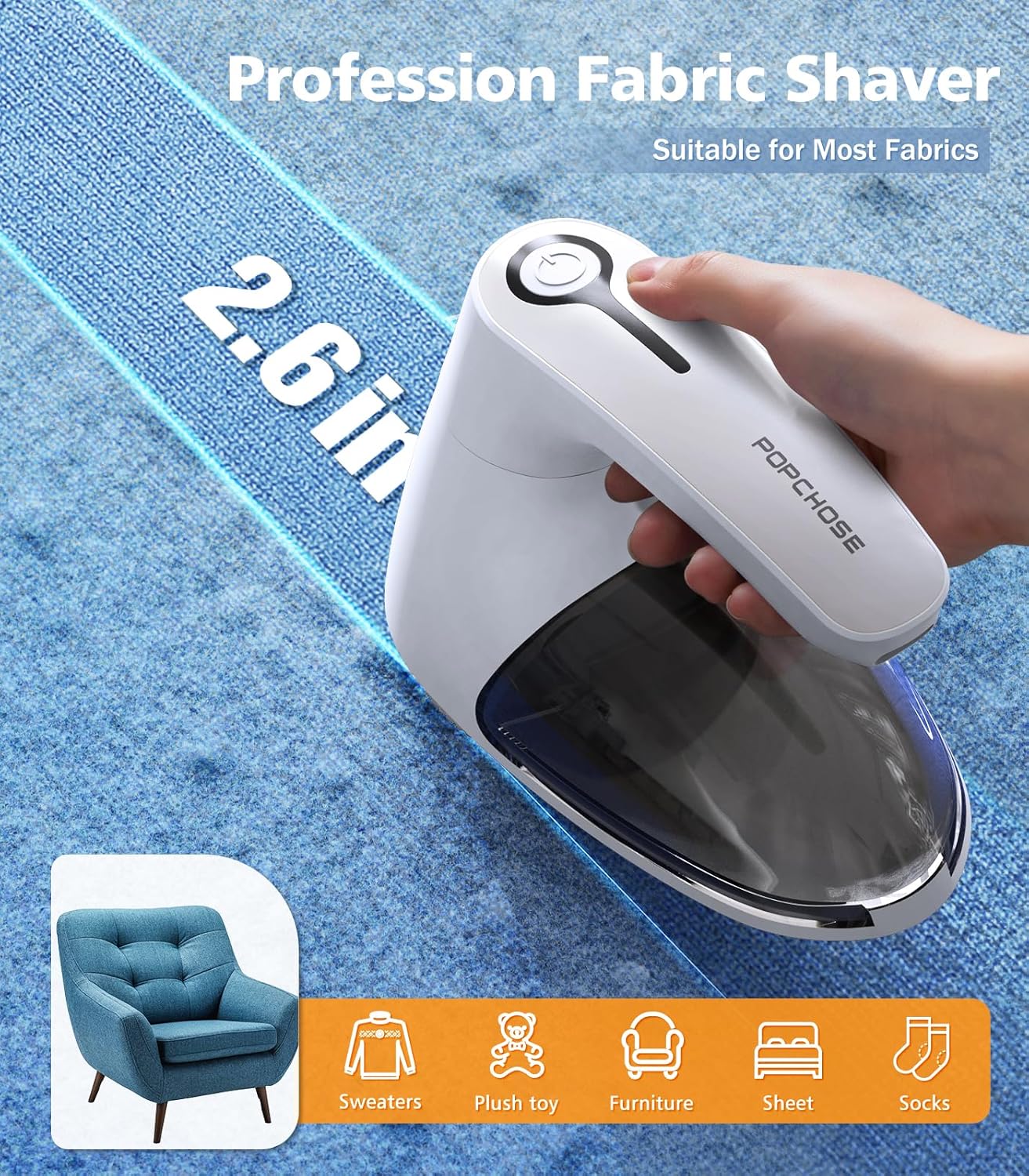 POPCHOSE Afeitadora de tela, removedor de pelusa recargable, desfuzzer suéter, removedor de pelusa para ropa, suéter, muebles, sofá, cachemira (dos