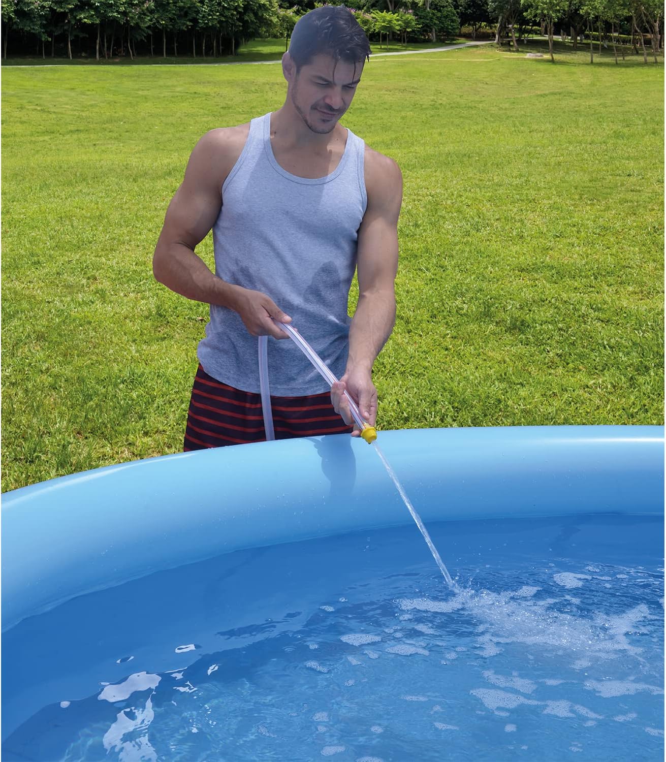 JLeisure Avenli 17806US – Juego de 8 pies x 25 pulgadas para 1 a 3 personas con capacidad para niños inflables para exteriores, piscina para patio