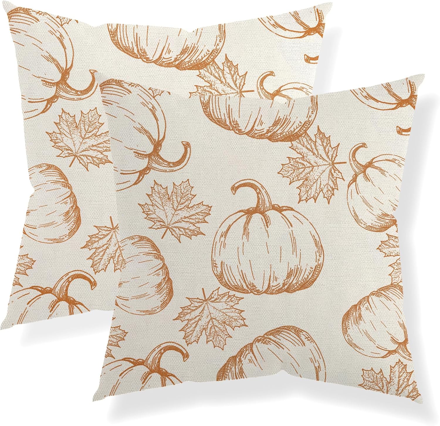Juego de 2 fundas de almohada de otoño de 16 x 16 pulgadas, decoración de otoño, hojas de arce y calabaza, almohadas de temporada para exteriores,