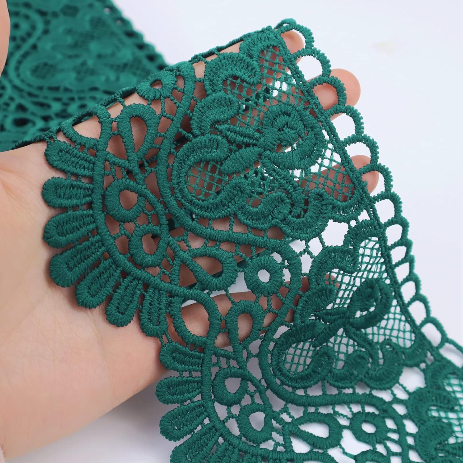 IDONGCAI Cinta de encaje de Venecia de 4 pulgadas de ancho con borde de encaje floral de Venecia, apliques de boda bordados para manualidades de