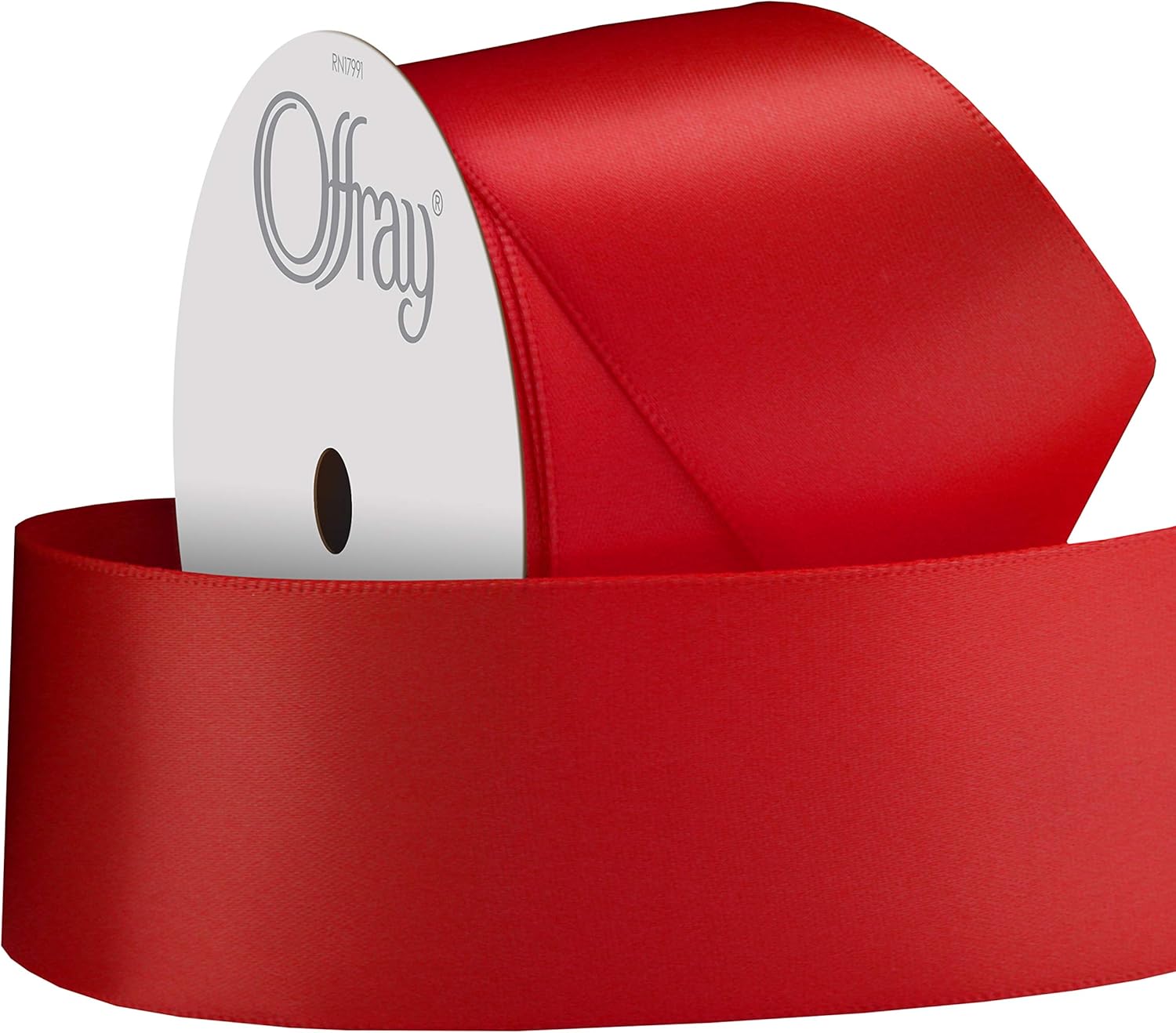Berwick Offray 284933 – Cinta de satén de doble cara de 1.5 pulgadas de ancho, color rojo, 3 yardas (paquete de 2)