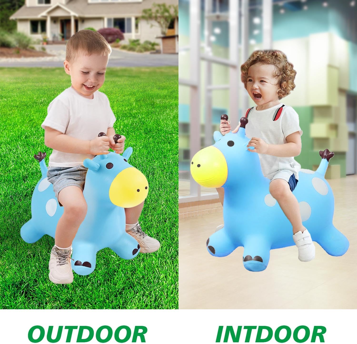 Juguete inflable de caballo animoso, juguete de caballo de salto para niños, juguete de salto favorito de los niños. Perfecto para cumpleaños,