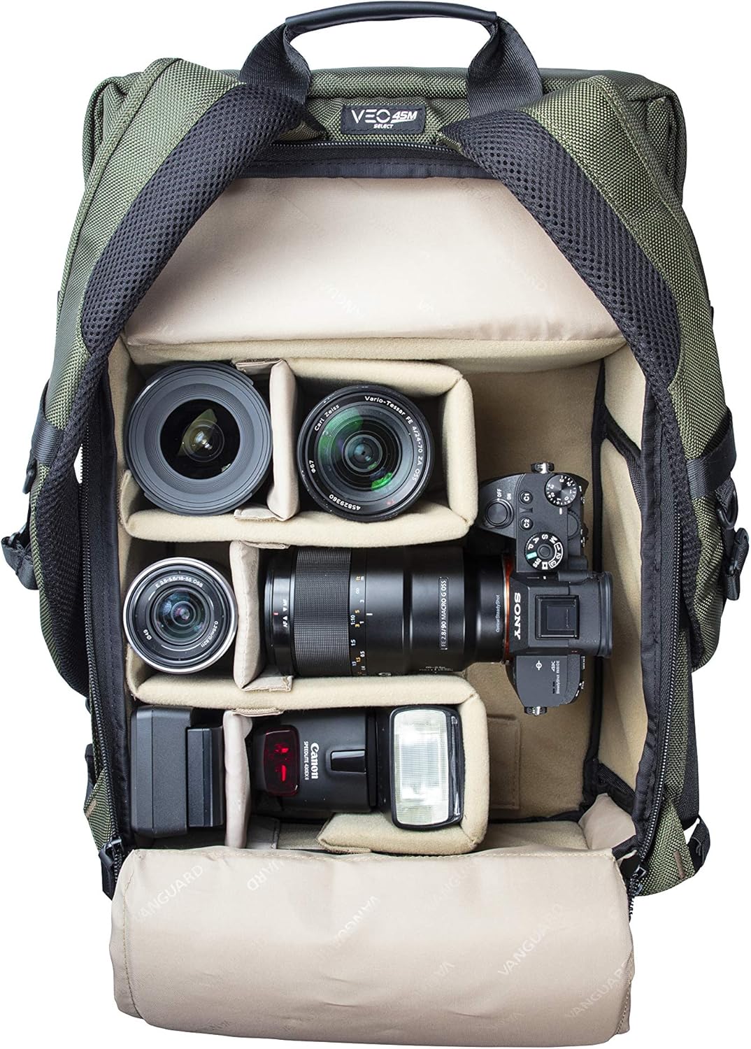 Vanguard VEO SELECT45M GR – Mochila para cámara réflex digital, equipo de video o drone, color verde