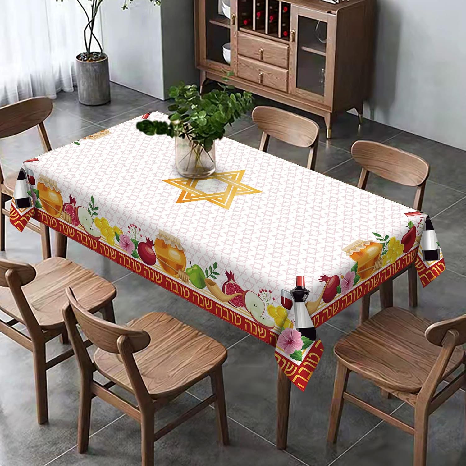 Mantel Shana Tova Rosh Hashanah judío Año Nuevo, decoración de fiesta de día santo, decoración de cocina, comedor, hogar