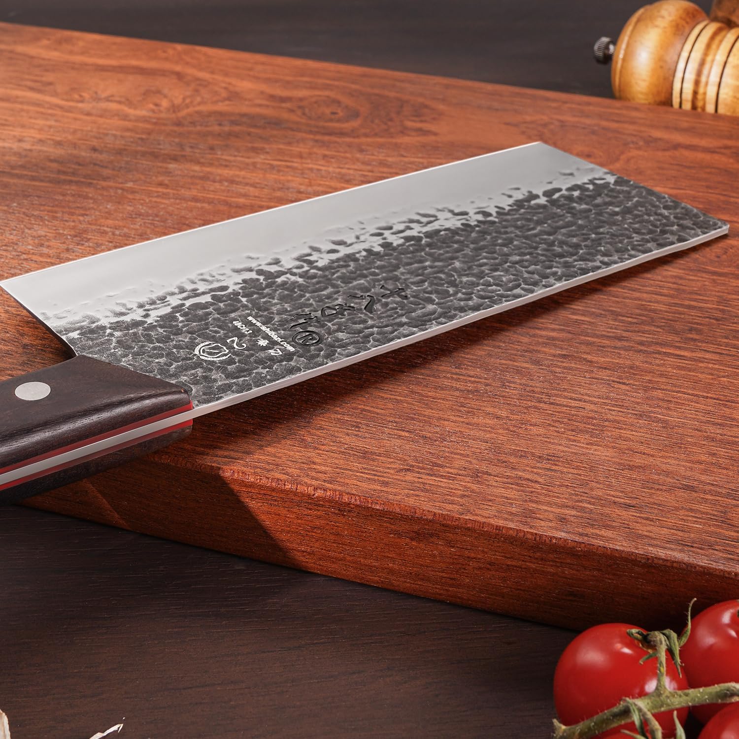 SHI BA ZI ZUO Cuchillo de chef profesional forjado de 8 pulgadas de acero de alto carbono con mango de palisandro resistente para uso diario