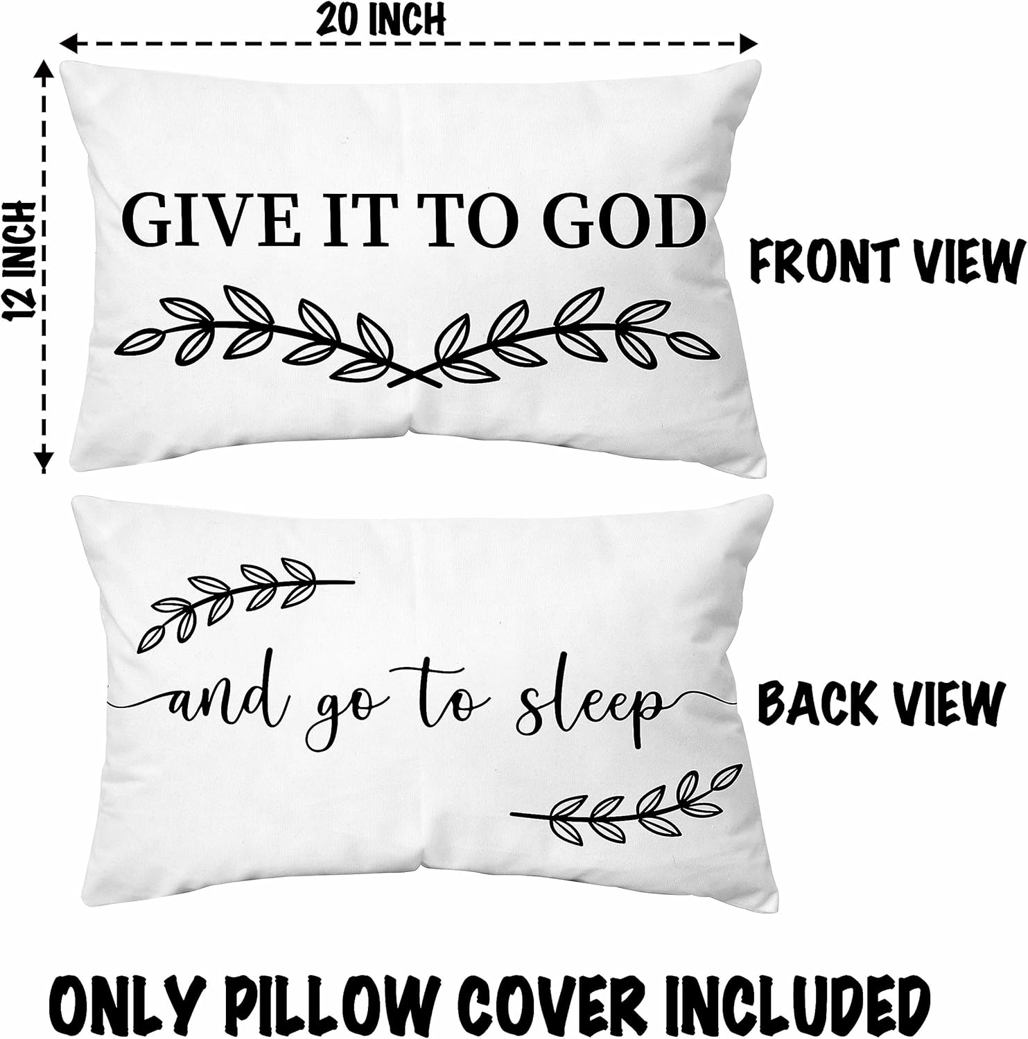 Fundas de almohada decorativas de 12 x 20 pulgadas, reversibles, suaves, blancas, regalos cristianos para mujeres, decoración del hogar y dormitorio