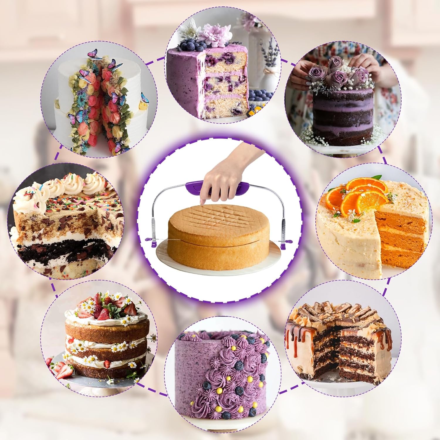 Cortador nivelador de pasteles ajustable, herramienta de suministros para hornear para cocina, cortador profesional de gran tamaño para nivelar,