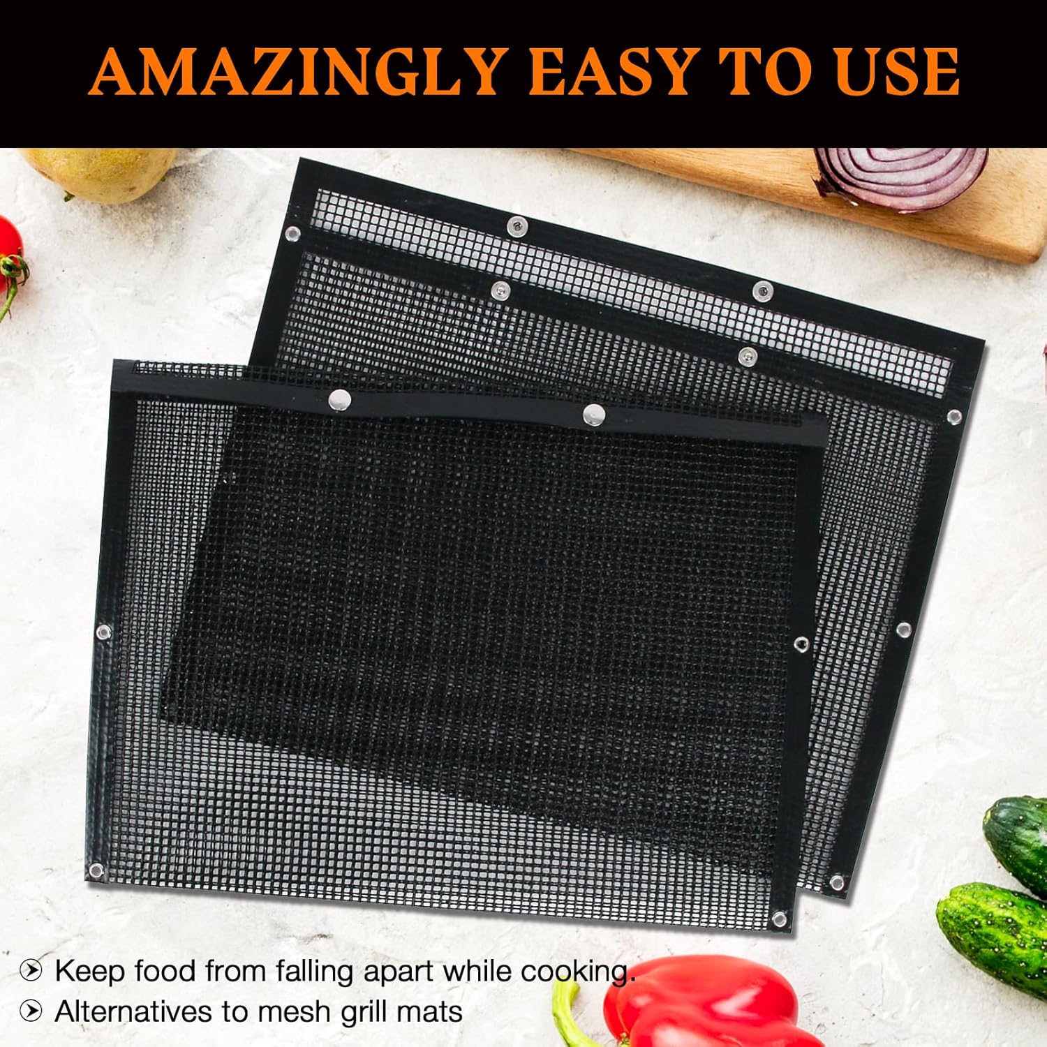 Juego de 2 bolsas de malla para parrilla, herramientas para barbacoa, reutilizables, antiadherentes, para ahumadores eléctricos, Pitmasters, cámper,