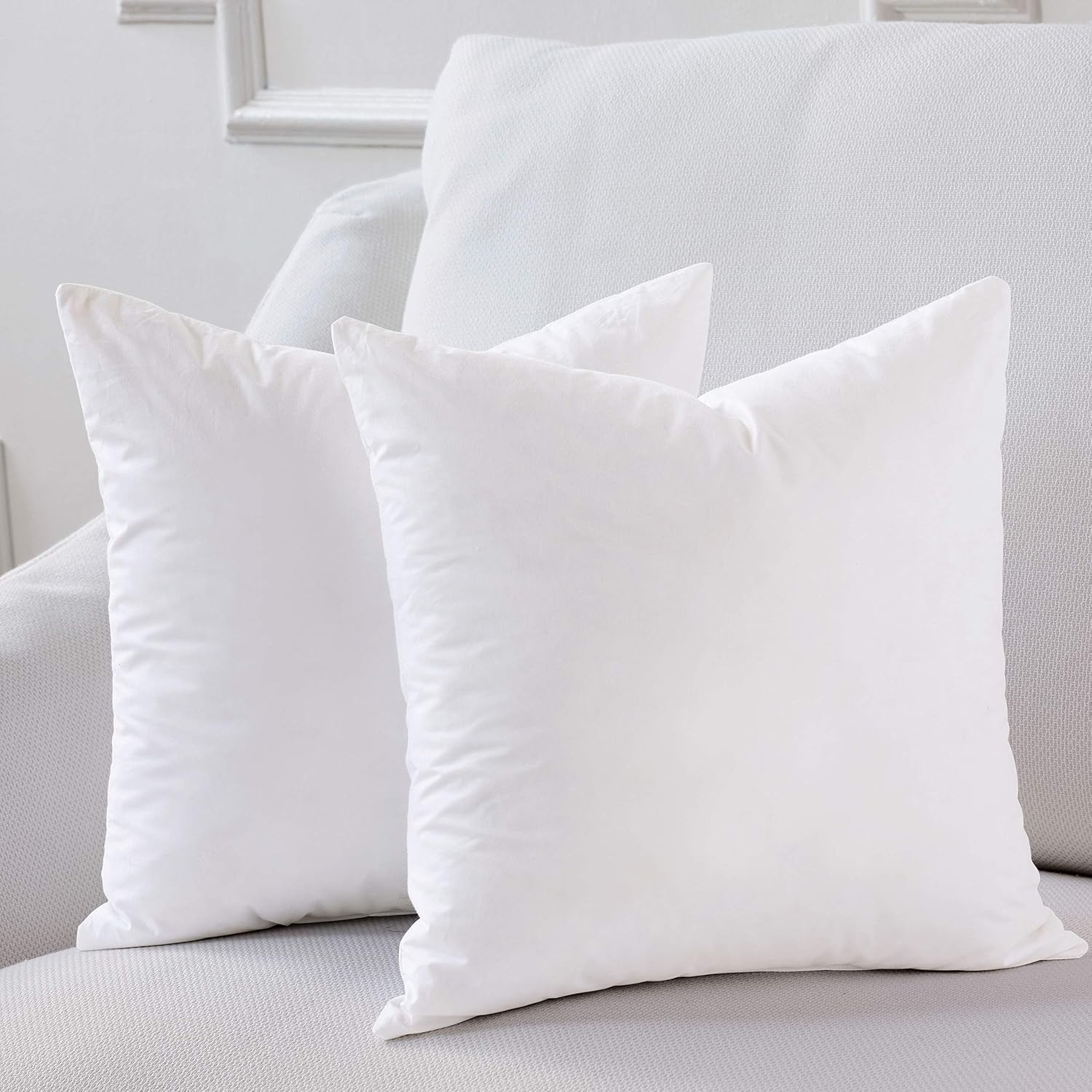 Relleno de almohada cuadrado de 14 x 14 pulgadas, hipoalergénico de 5050 de plumas esponjosas, mezcla de poliéster, funda de 100% algodón batista,