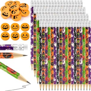 48 lápices de Halloween con 48 piezas de borradores de calabaza 3D a granel para niños, estudiantes, bolsas de regalo, regalos para oficina, 48 lápices de Halloween con 48 piezas de borradores de calabaza 3D a granel para niños, estudiantes, bolsas de regalo, regalos para oficina,