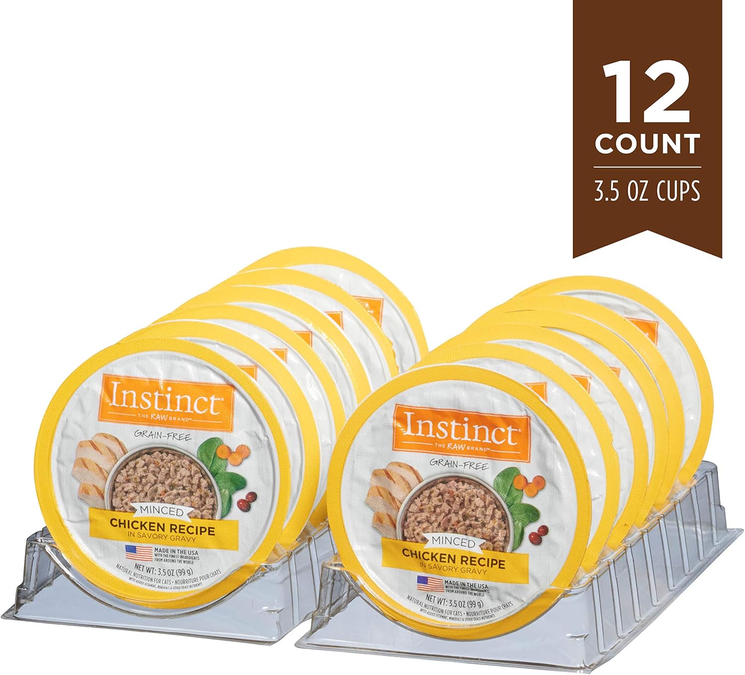 Instinct Receta picada sin granos con pollo real, comida húmeda natural para gatos, tazas de 3.5 onzas (caja de 12)