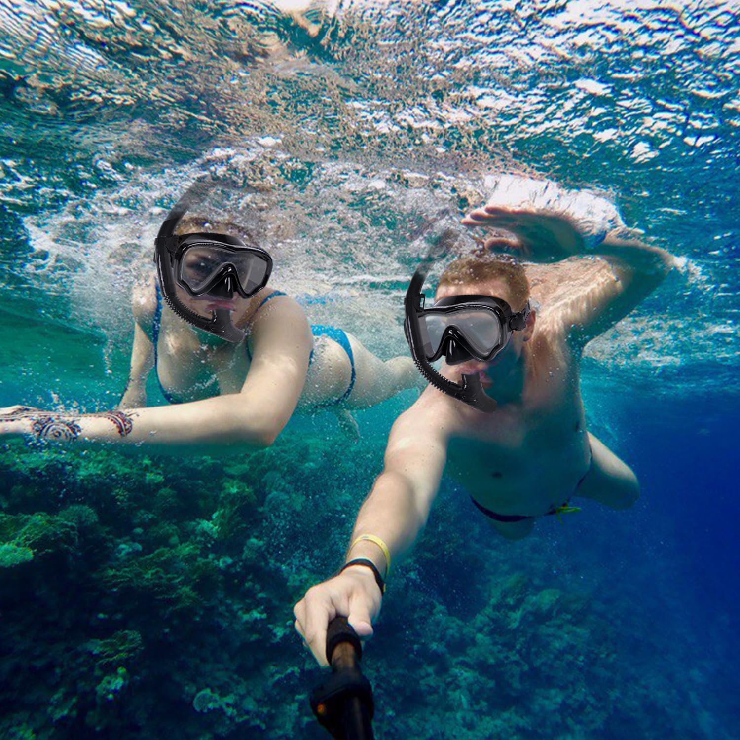 Máscara de buceo, máscaras de buceo para adultos, juegos de esnórquel, gafas de natación de vidrio templado antivaho, equipo de esnórquel con vista