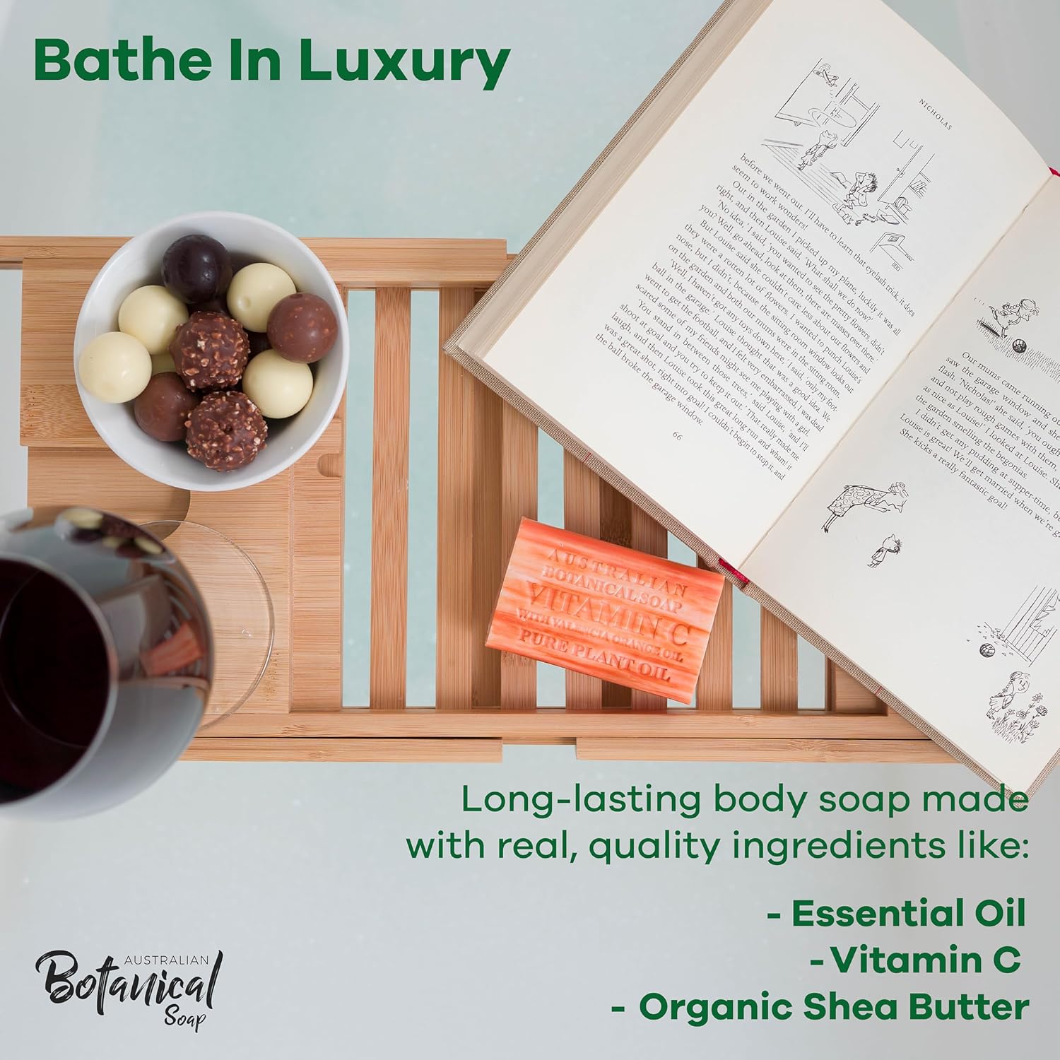 Australian Botanical Soap, Barra de jabón de vitamina C con naranja de valencia de 6.6 onzas (6.60 oz)  Jabón en barra de ingredientes naturales
