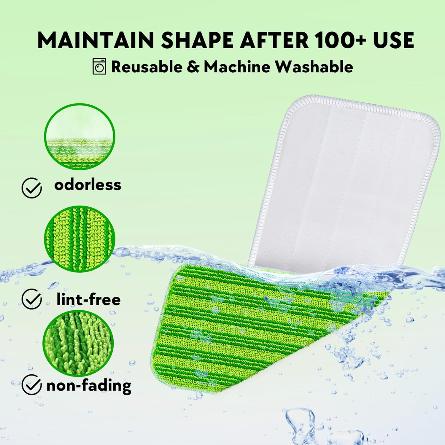 POPTEN – Almohadillas reutilizables para trapeador Swiffer PowerMop, almohadillas de microfibra de 15 pulgadas, repuestos de mopa eléctrica lavables