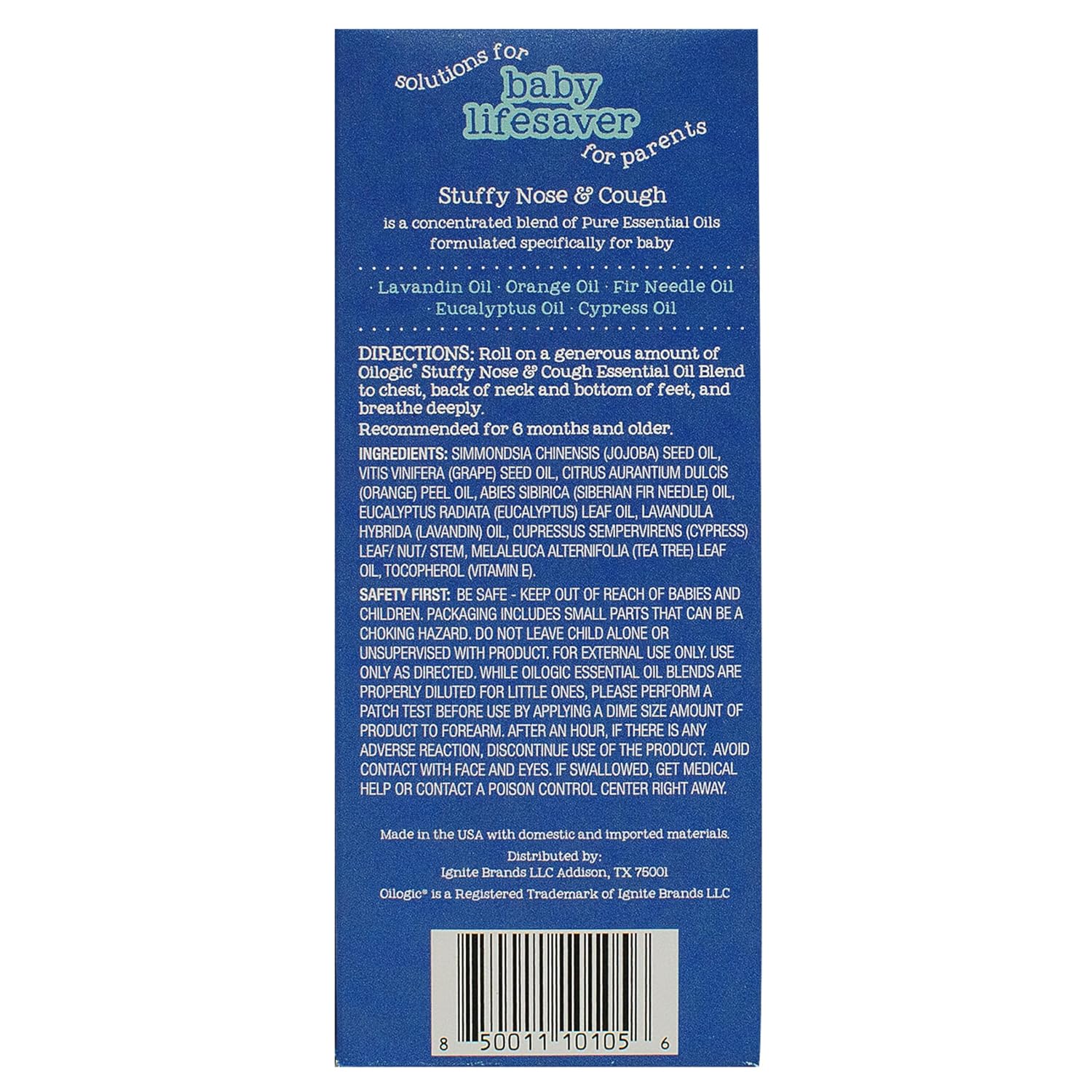 Oilogic Baby Bath Essentials – Aceite esencial para la nariz tapada y la tos para bebés y niños pequeños, mezcla de aceite esencial, alivia