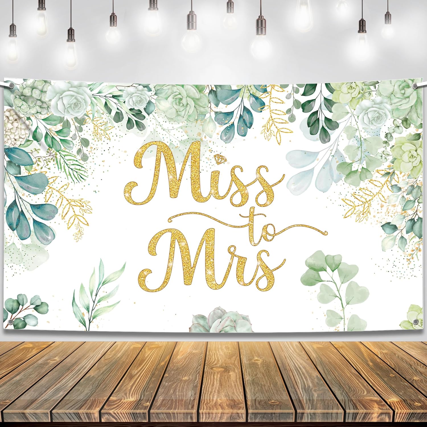 KatchOn, Cartel verde de Miss to Mrs  Xtragrande de 72 x 44 pulgadas  Telón de fondo de Miss to Mrs para decoraciones de despedida de soltera  Telón