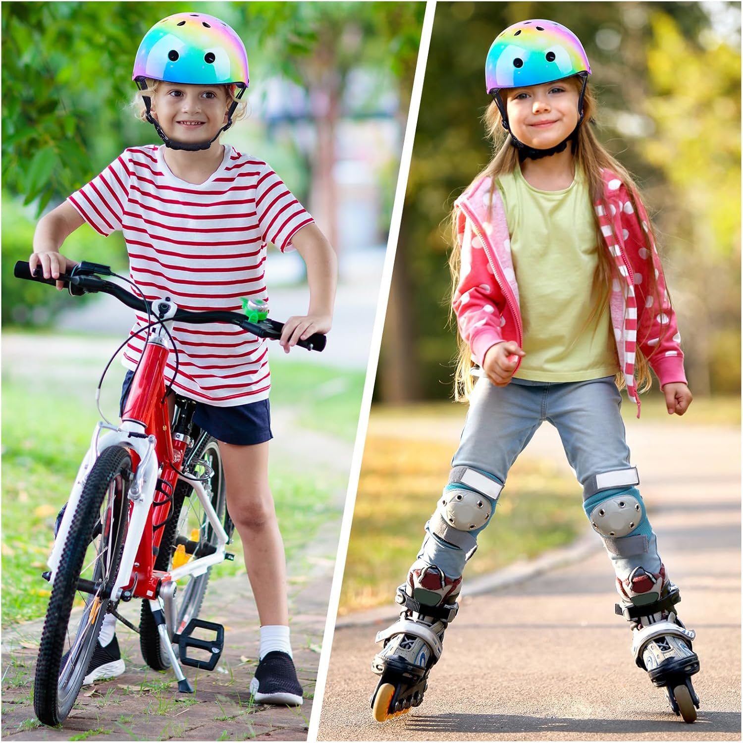 Kids Helmet Adjustable Toddler Helmet Durable Kids Bike Helmet for Girls Boys Colorful Bicycle Helmet for Cycling Skateboard Skating Scooter, 3-5-8