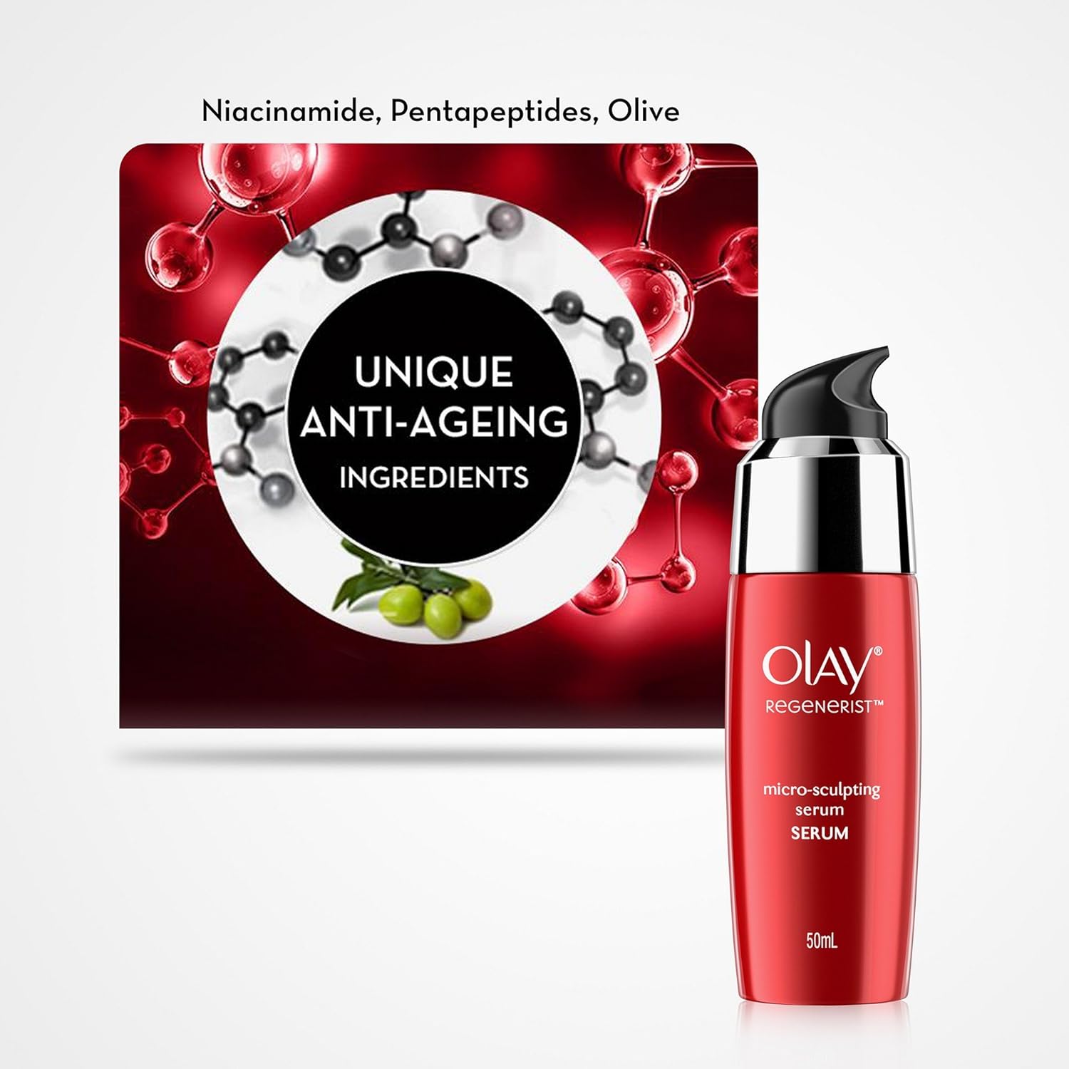 Olay Regenerist Advanced – Suero microescultor antienvejecimiento + hidratación intensa con complejo reafirmante Hydra, crema para la piel, 1.7 fl