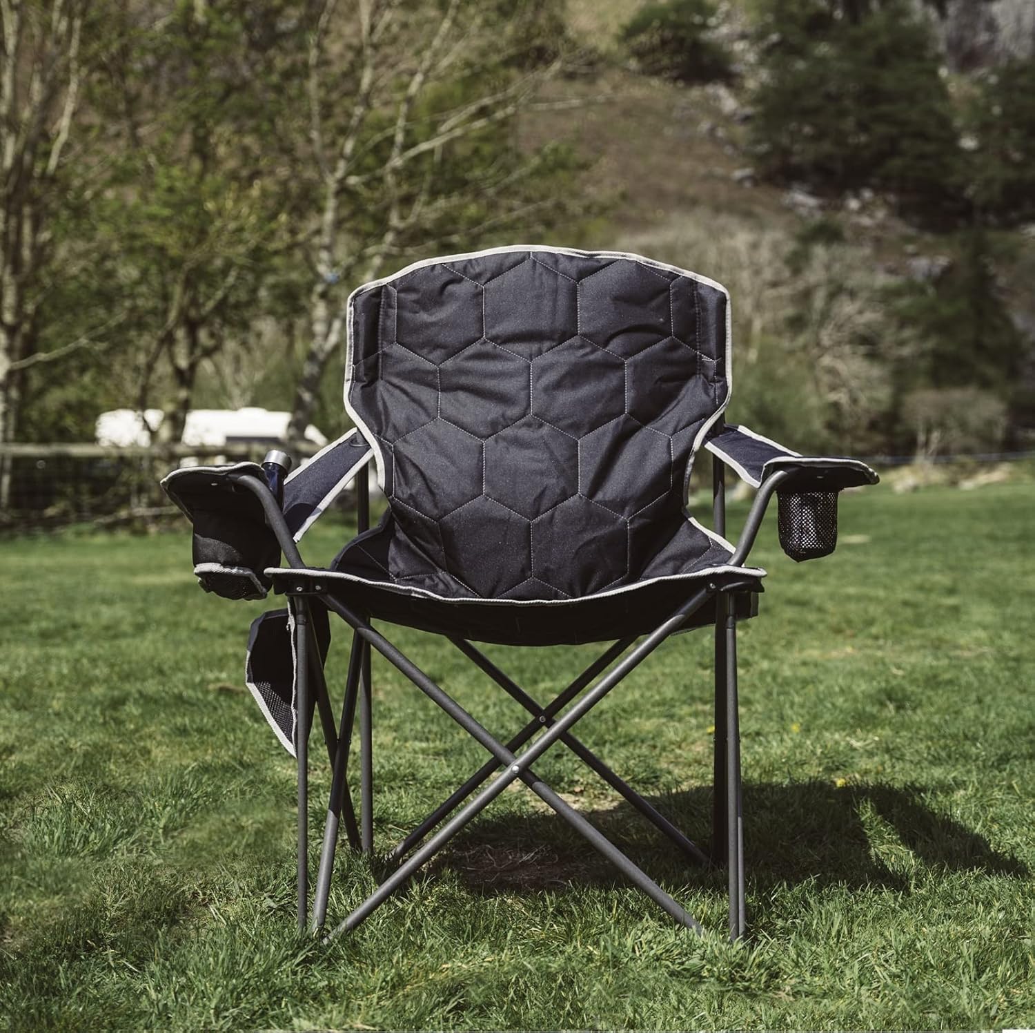 SUNNYFEEL Silla de campamento extragrande XL, sillas de campamento plegables para adultos, resistente, grande, alta, 500 libras, silla de césped