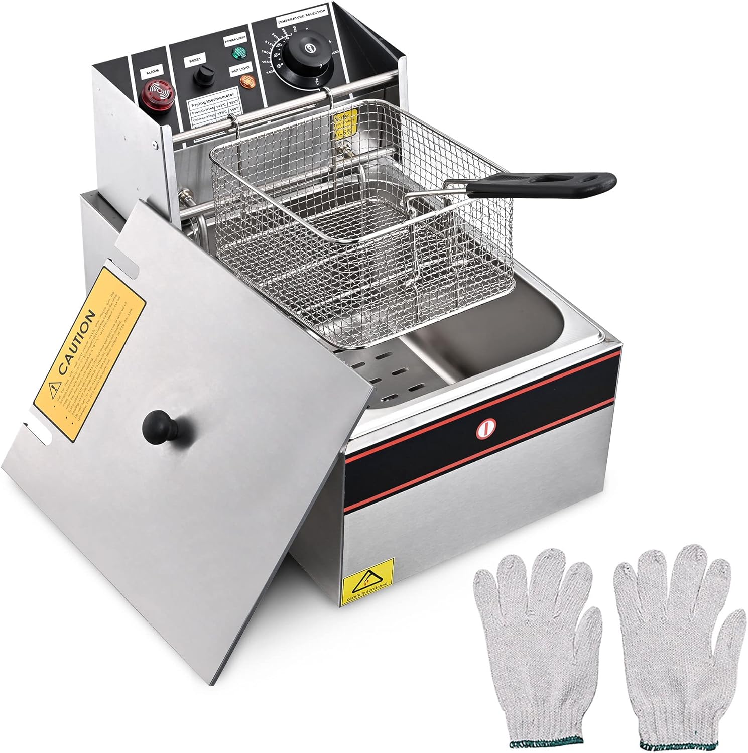 WeChef freidora eléctrica de inmersión para encimera, con tapa, con tanque extraíble, para cocinar papas fritas, para el hogar, la cocina, para uso