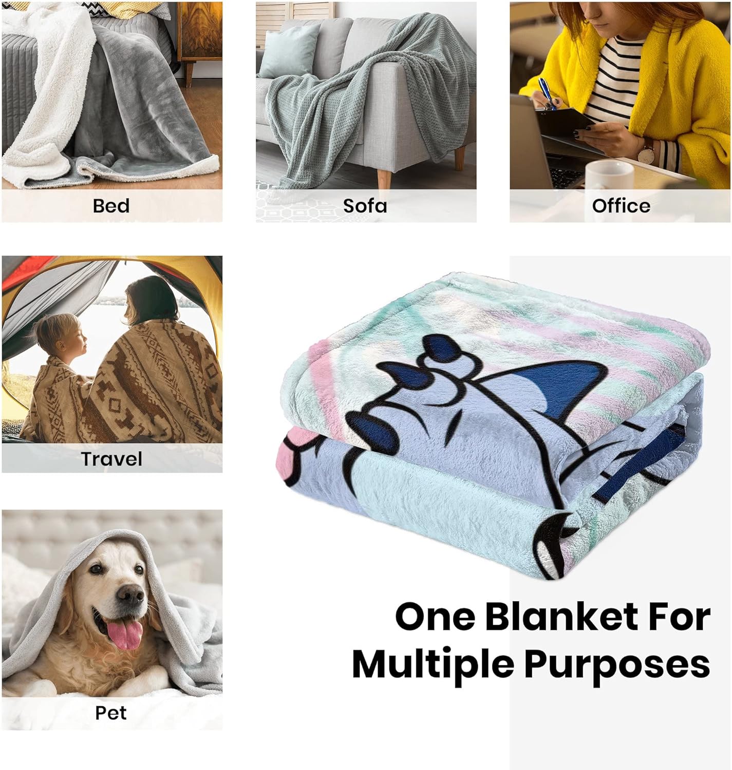 EVAGMG Manta de franela ligera de anime, manta de dibujos animados, ropa de cama suave y acogedora para niños y adultos, regalos para todas las