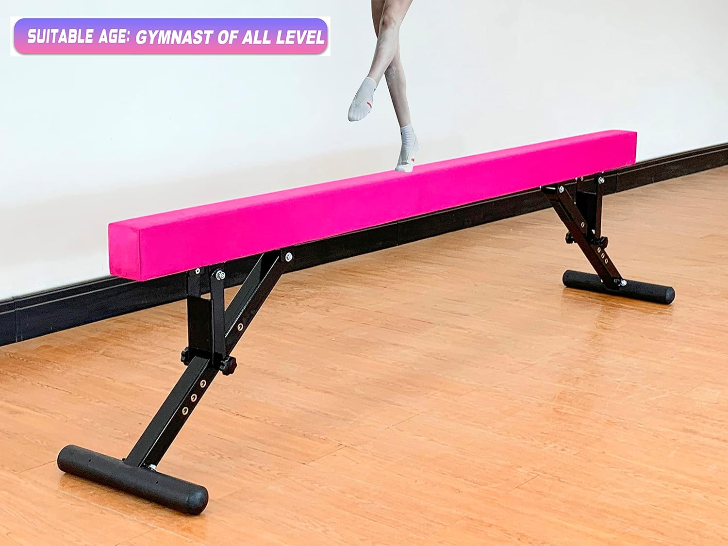 Viga de equilibrio ajustable de 8 pies de altura ajustable para niños y adolescentes de todos los niveles de gimnasia, equipo de gimnasia para