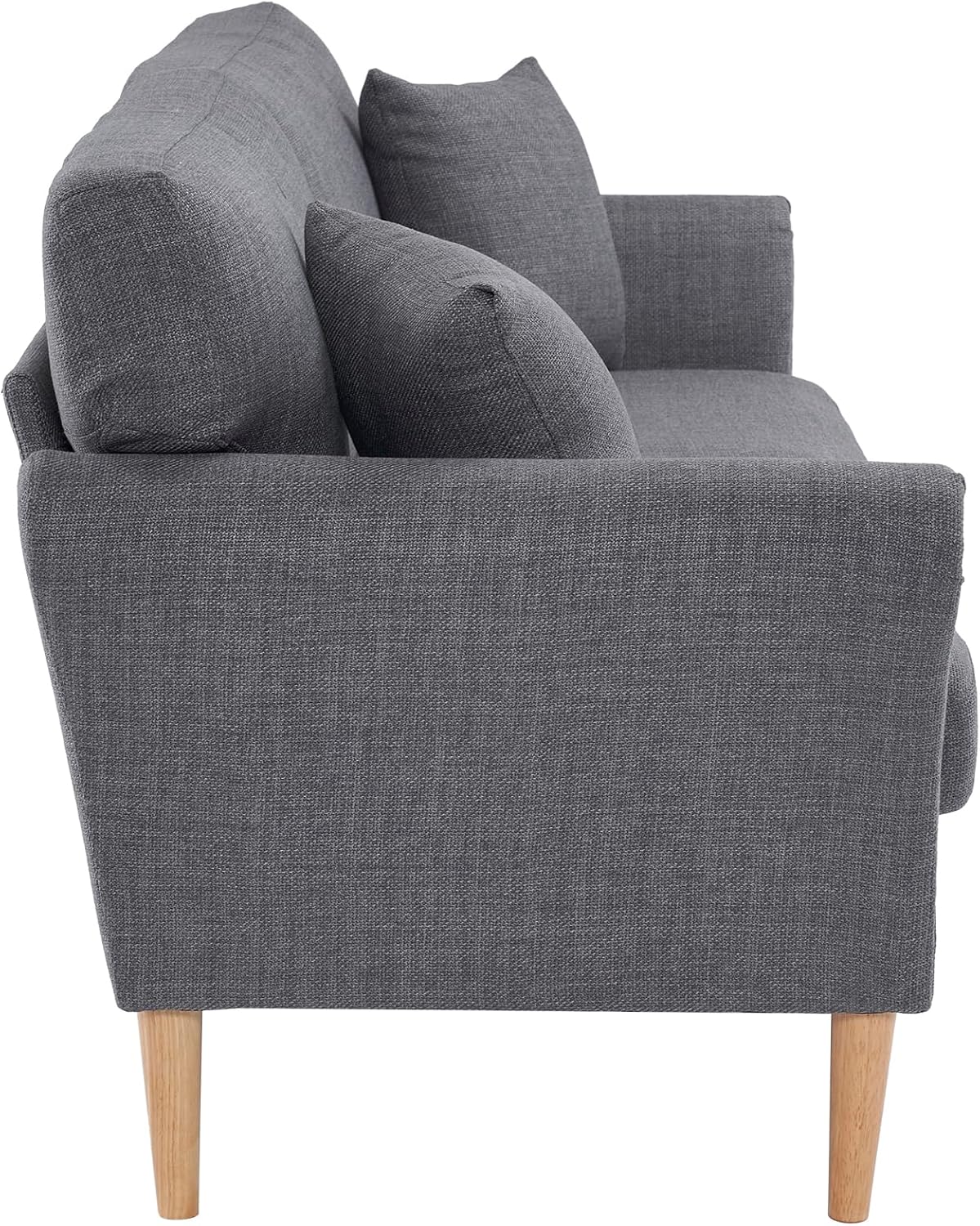 Karl home Sofá de 83 pulgadas, cómodo sofá biplaza de mediados de siglo, sofá gris con decoración de remaches, sofá de 3 plazas para sala de estar,