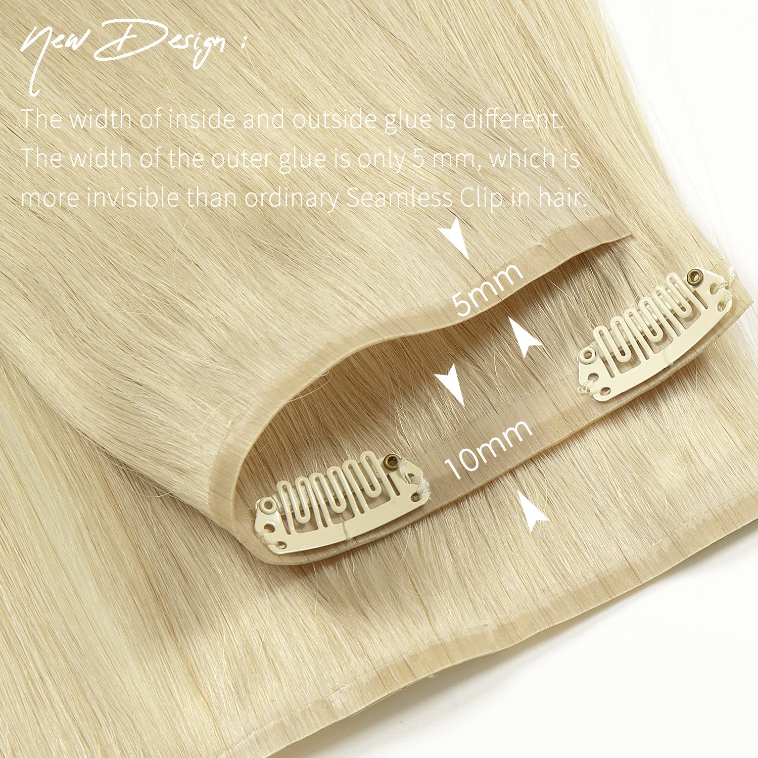Lacer Extensiones de cabello humano real con clip, ultra sin costuras, grado 9A, cabello Remy, súper invisible, doble cara, trama cutánea de