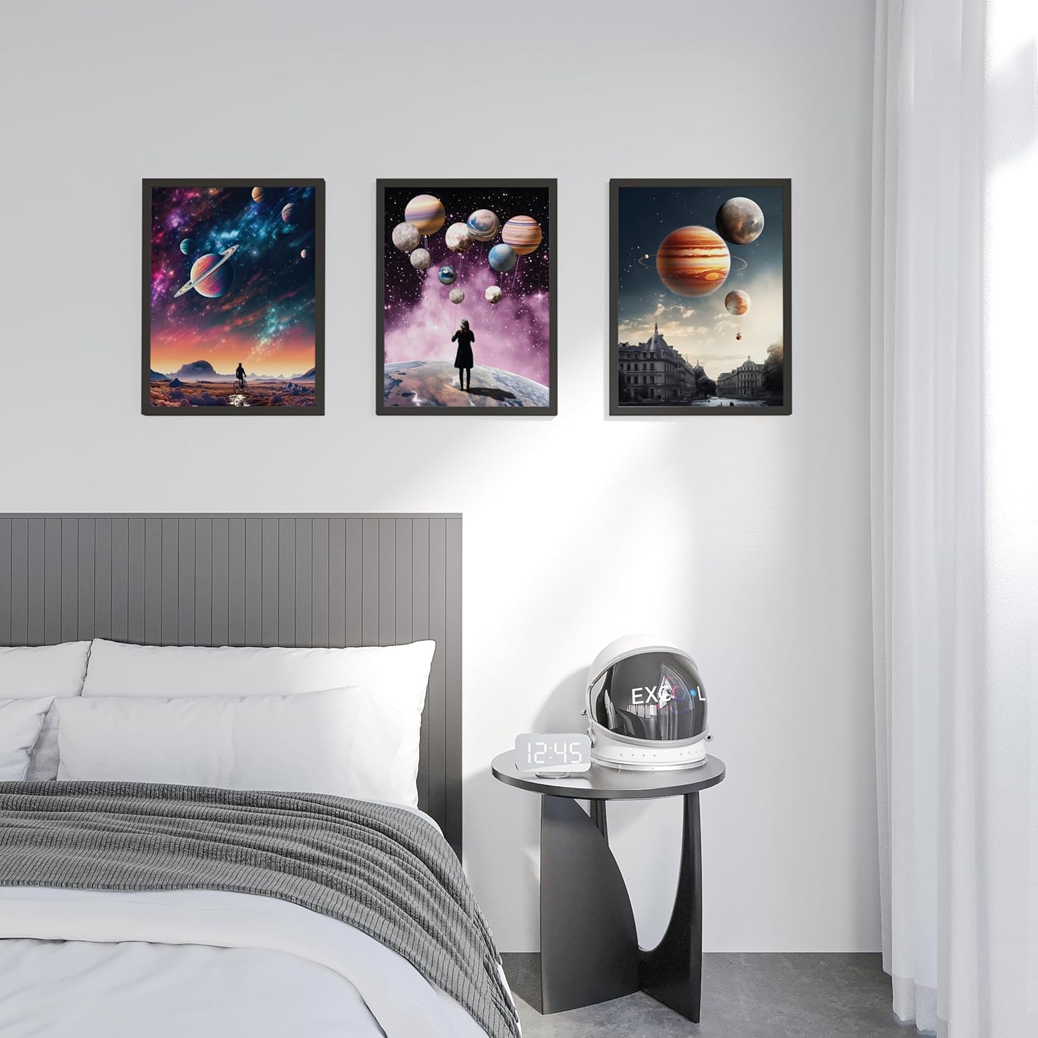 EXCOOL CLUB Póster espacial del universo  Decoración de pared de planetas de 12 x 16 pulgadas, póster del sistema solar para decoración de