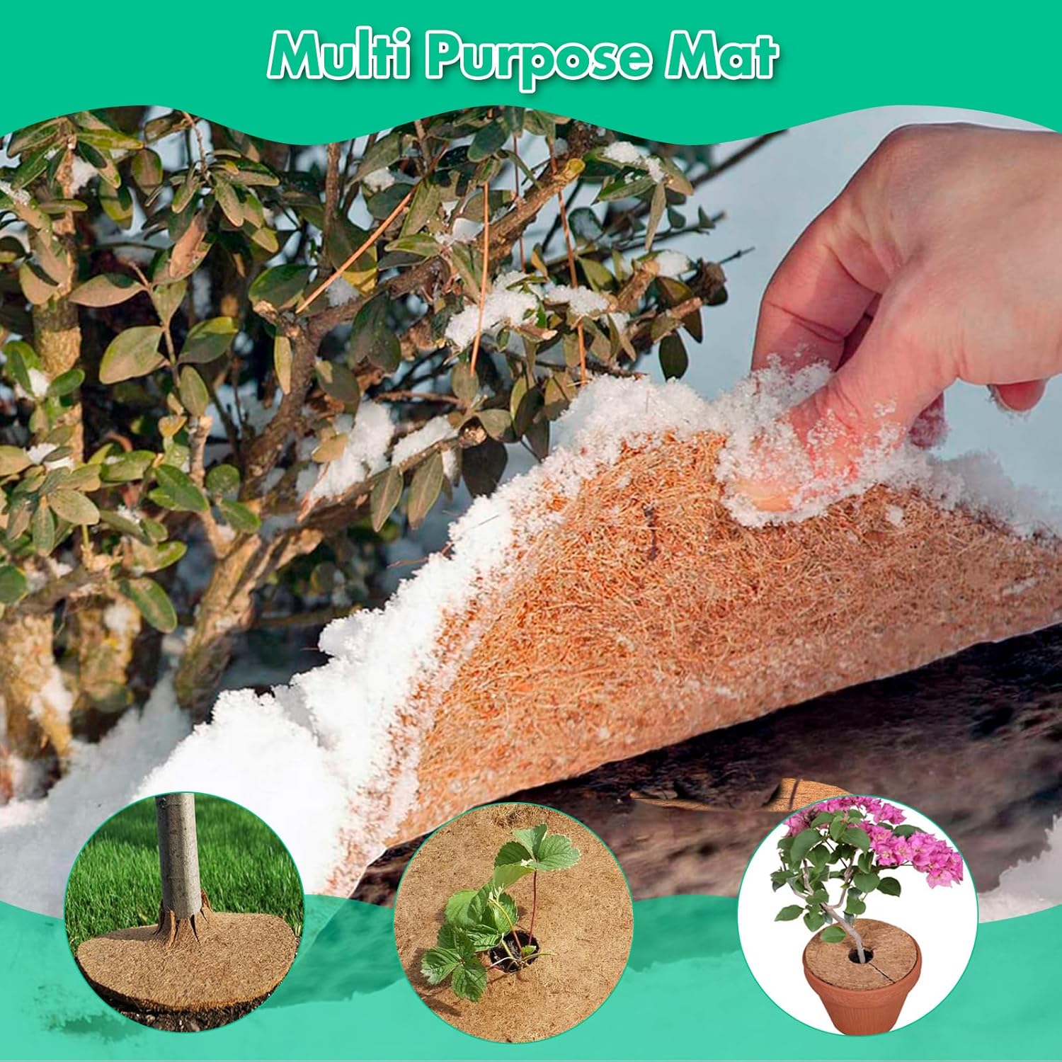 Tapete de fibra de coco, 3 unidades de 12 pulgadas, protector de árbol de coco de coco natural, protección de árbol de coco natural, tapete de