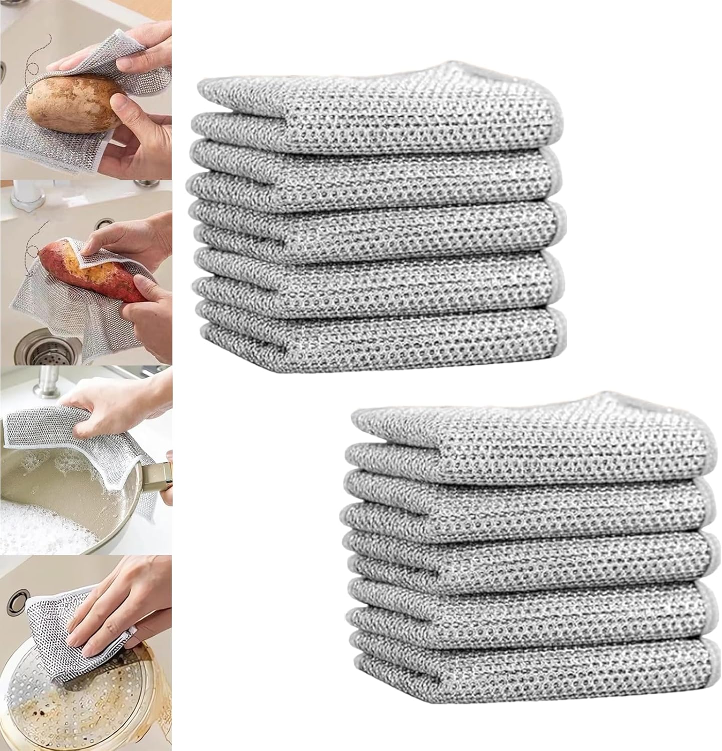 Zyluxa Power Scrub, paño de limpieza Zyluxa, paños de limpieza Poshzon, trapos multiusos para lavar platos de alambre húmedo y seco, paño limpio