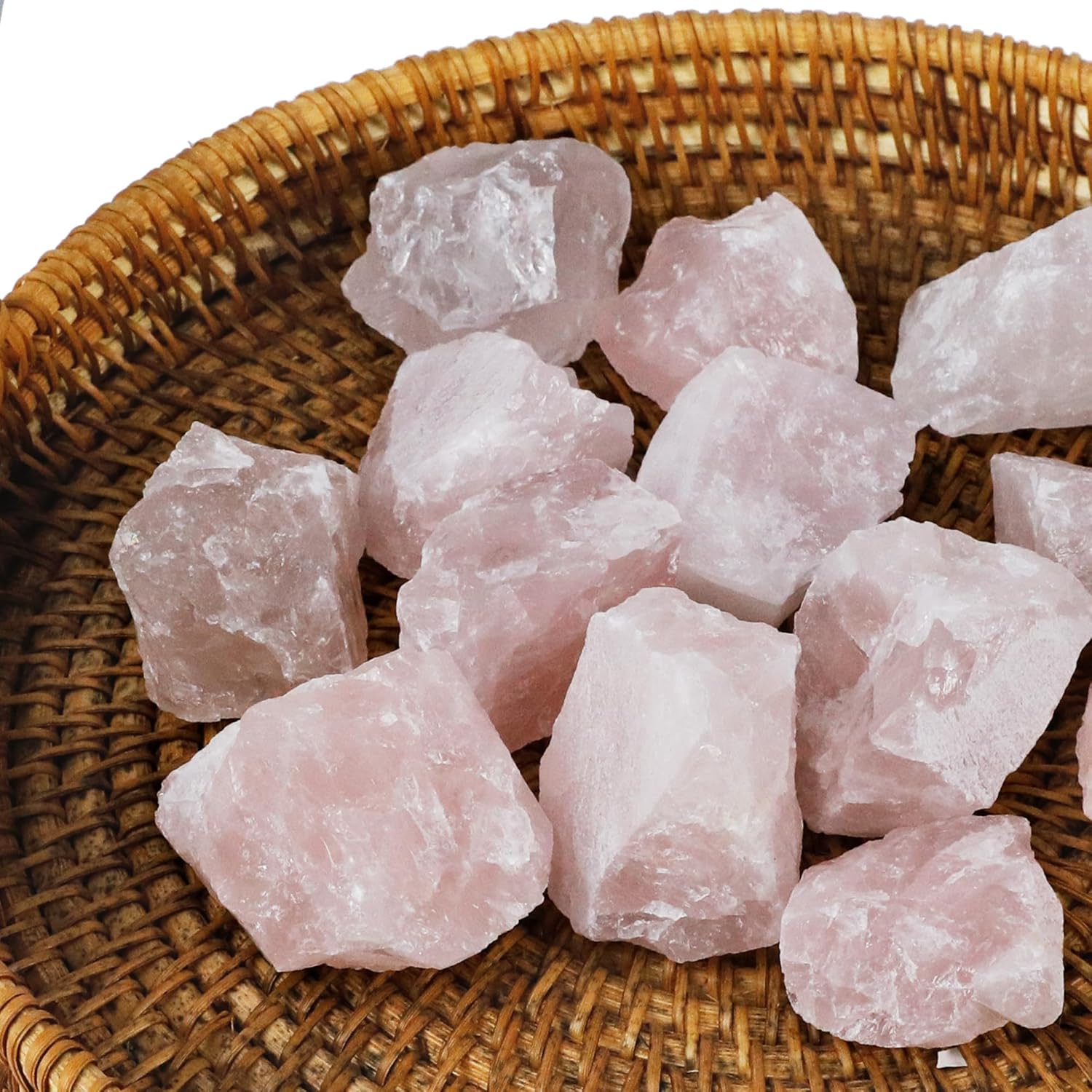 Rocas de cuarzo rosa para vasos de roca, piedras de cristal crudo natural para tocar rocas, funciona para cualquier vaso de roca, 1 librabolsa..