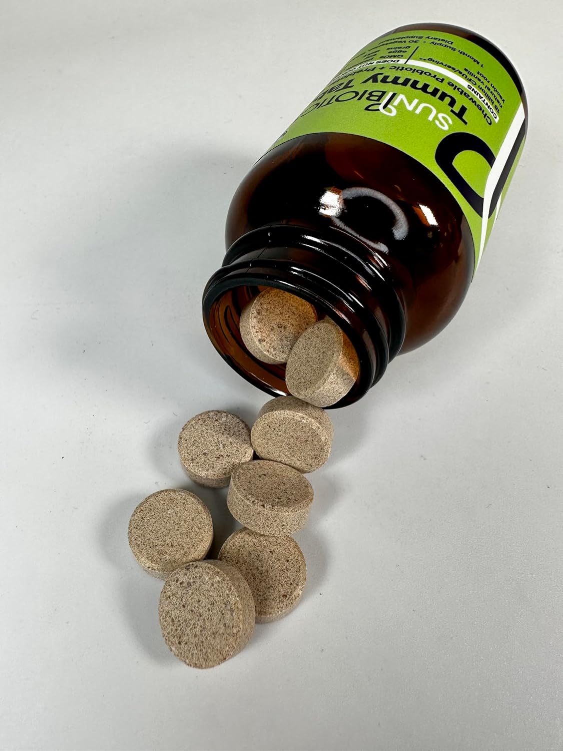 Sunbiotics Tummy Tabs – Probiótico de vainilla con prebióticos 18 mil millones de UFC, 4 cepas probióticas, suplemento probiótico diario, sin OMG,