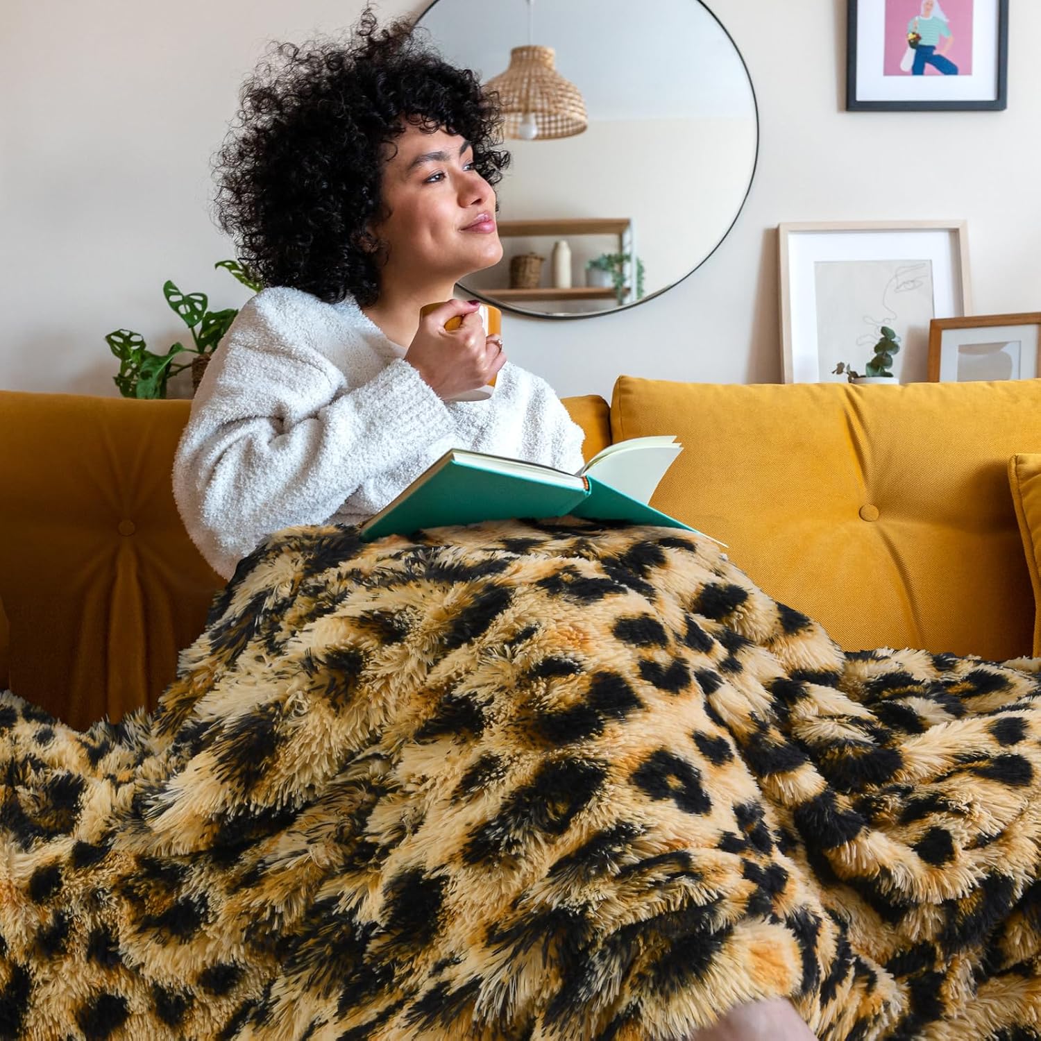 HOMORE Manta esponjosa de leopardo, manta de felpa con estampado de guepardo, manta de cama suave de piel sintética para sofá, silla decorativa,