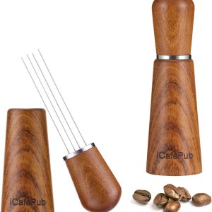 Agitador de café expreso, herramienta WDT, agitación de café en polvo para distribución de espresso, distribuidor de café, mango y soporte de Agitador de café expreso, herramienta WDT, agitación de café en polvo para distribución de espresso, distribuidor de café, mango y soporte de