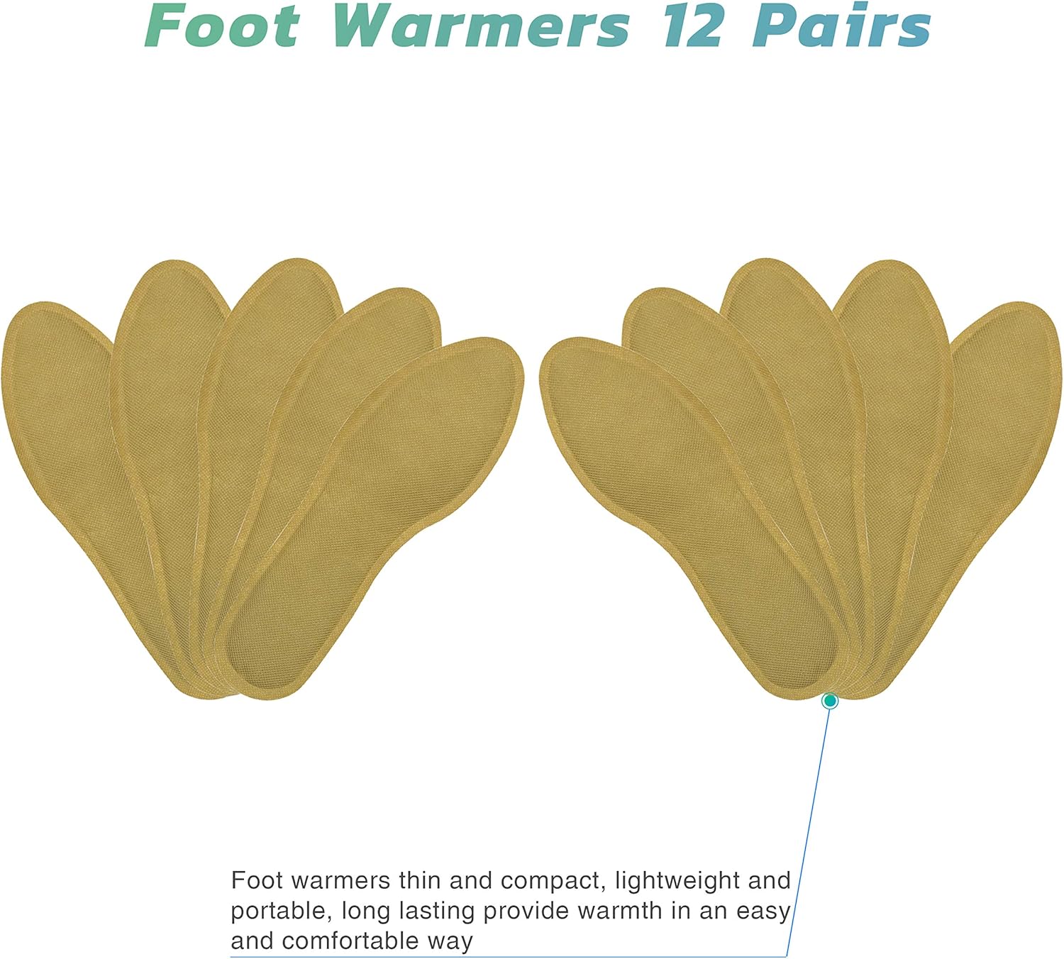 WORLD-BIO Calentadores de pies desechables, 12 pares y calentadores de manos instantáneos de un solo uso, 10 paquetes, calentador activado por aire,