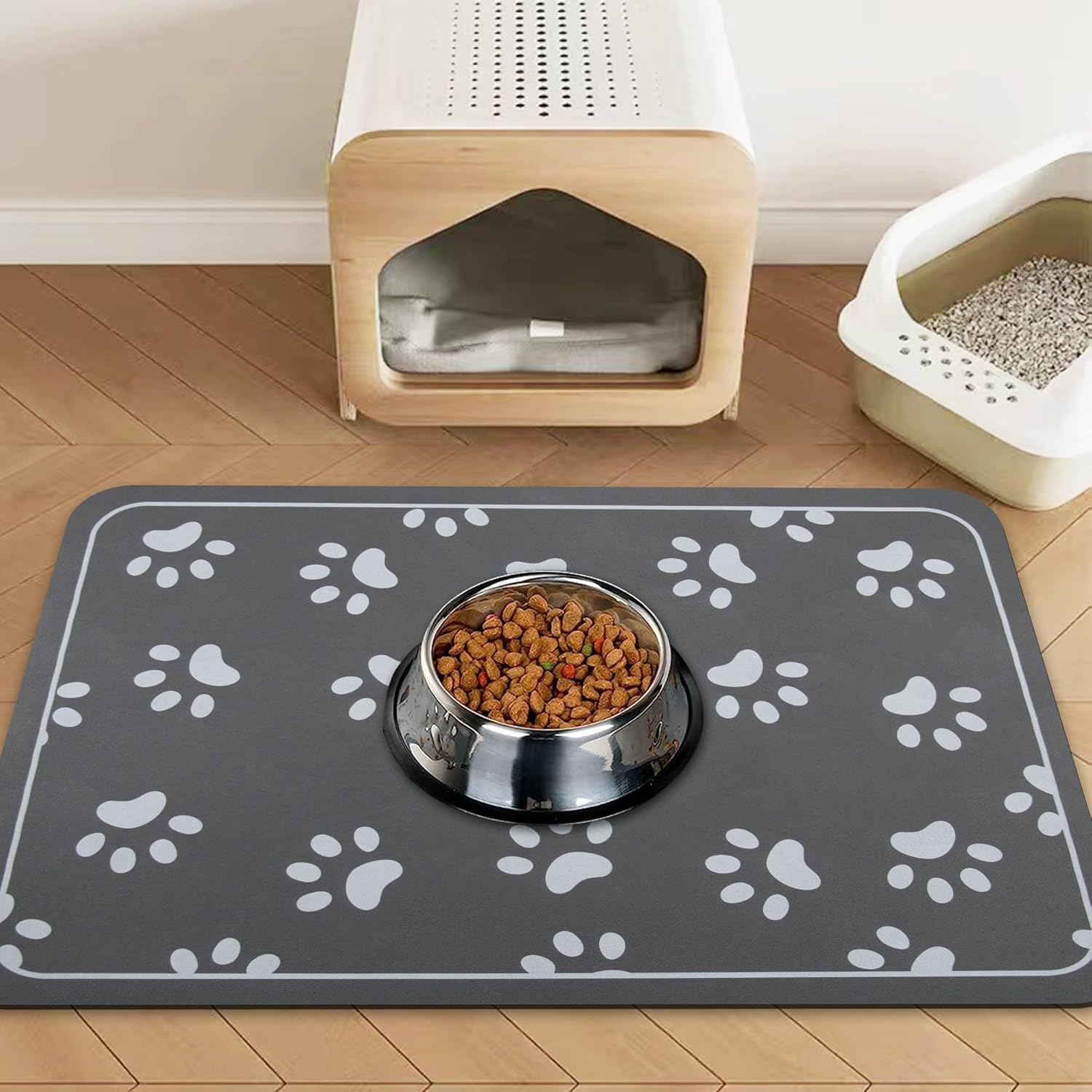 Tapete de alimentación para mascotas para perros y gatos, absorbente, antideslizante, de diatomita, tapete para cuenco de agua para perros, súper
