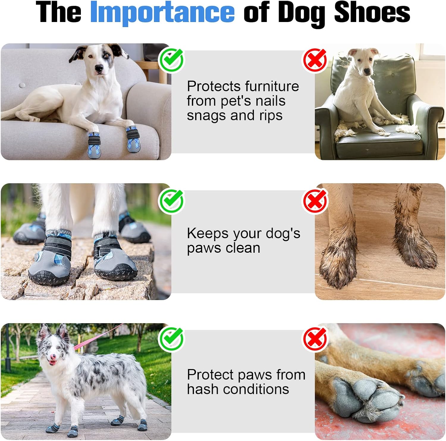 BEAUTYZOO Zapatos para perros, botas y protectores de patas para perros pequeños, medianos y grandes, zapatos de agua reflectantes para perros,