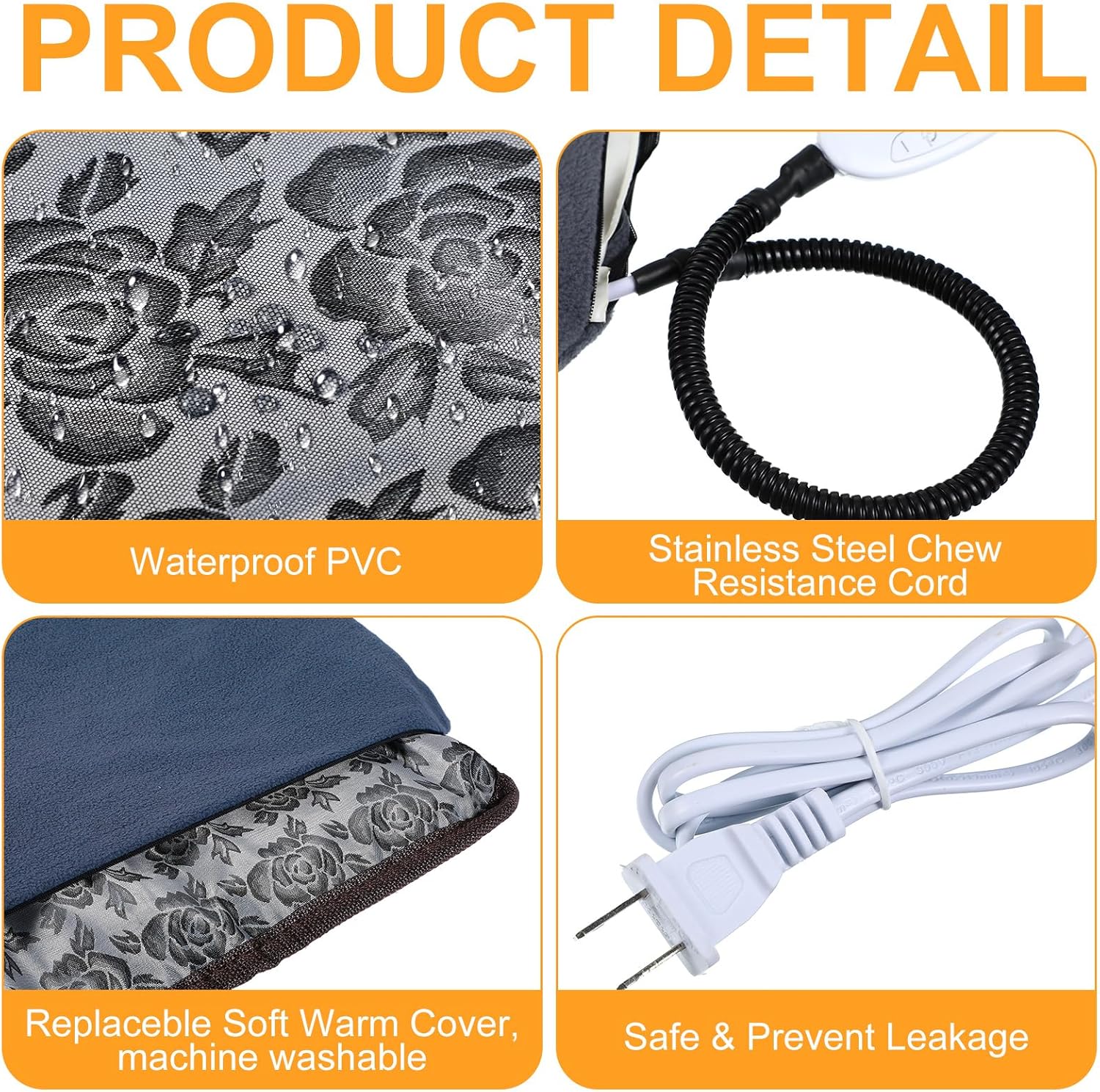 Riakrum 2 almohadillas térmicas para mascotas, cama térmica para perros, impermeable, almohadilla térmica ajustable para perros, alfombrilla térmica