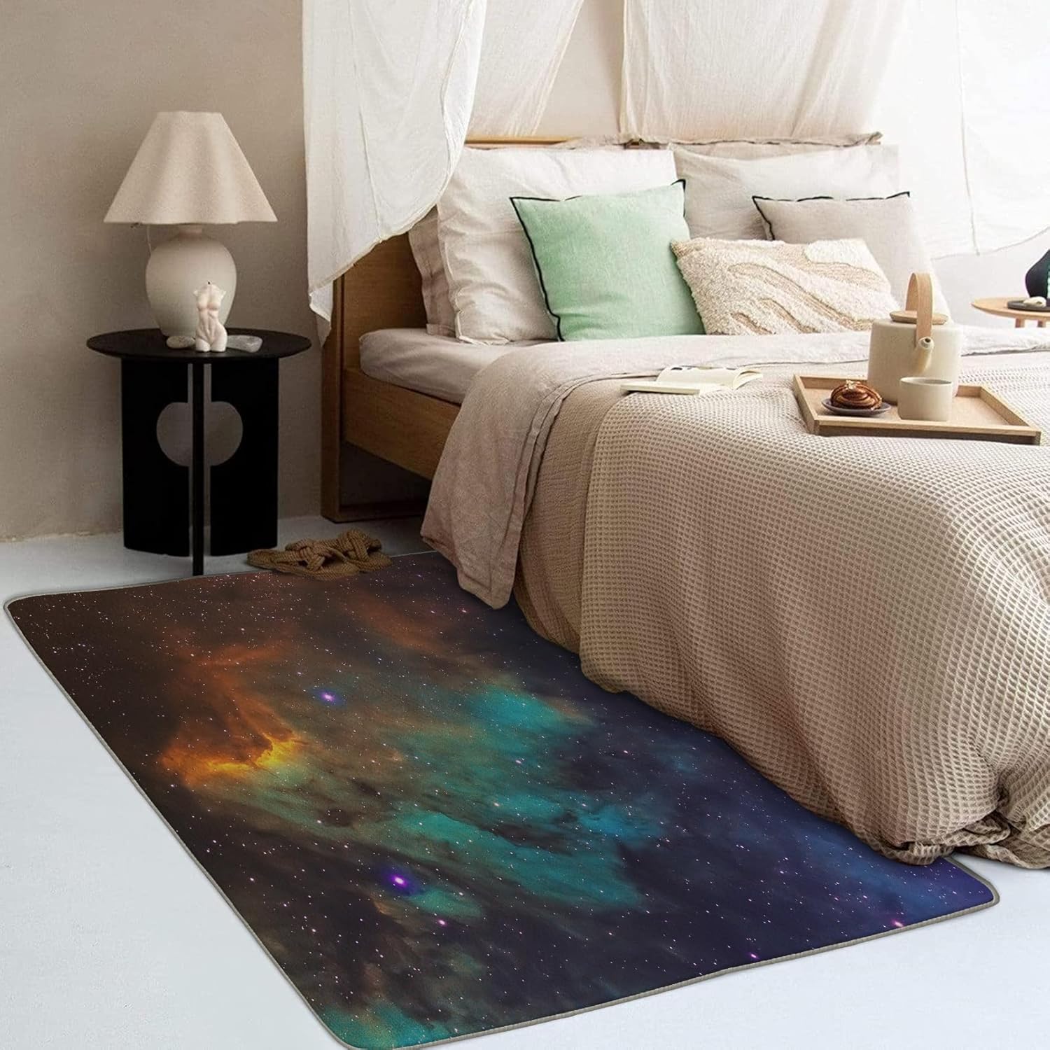 ZDABAOEC Alfombra de galaxia para niños, alfombra de 6 x 8 pies, alfombra de área de nebulosa espacial del universo para decoración de dormitorio y