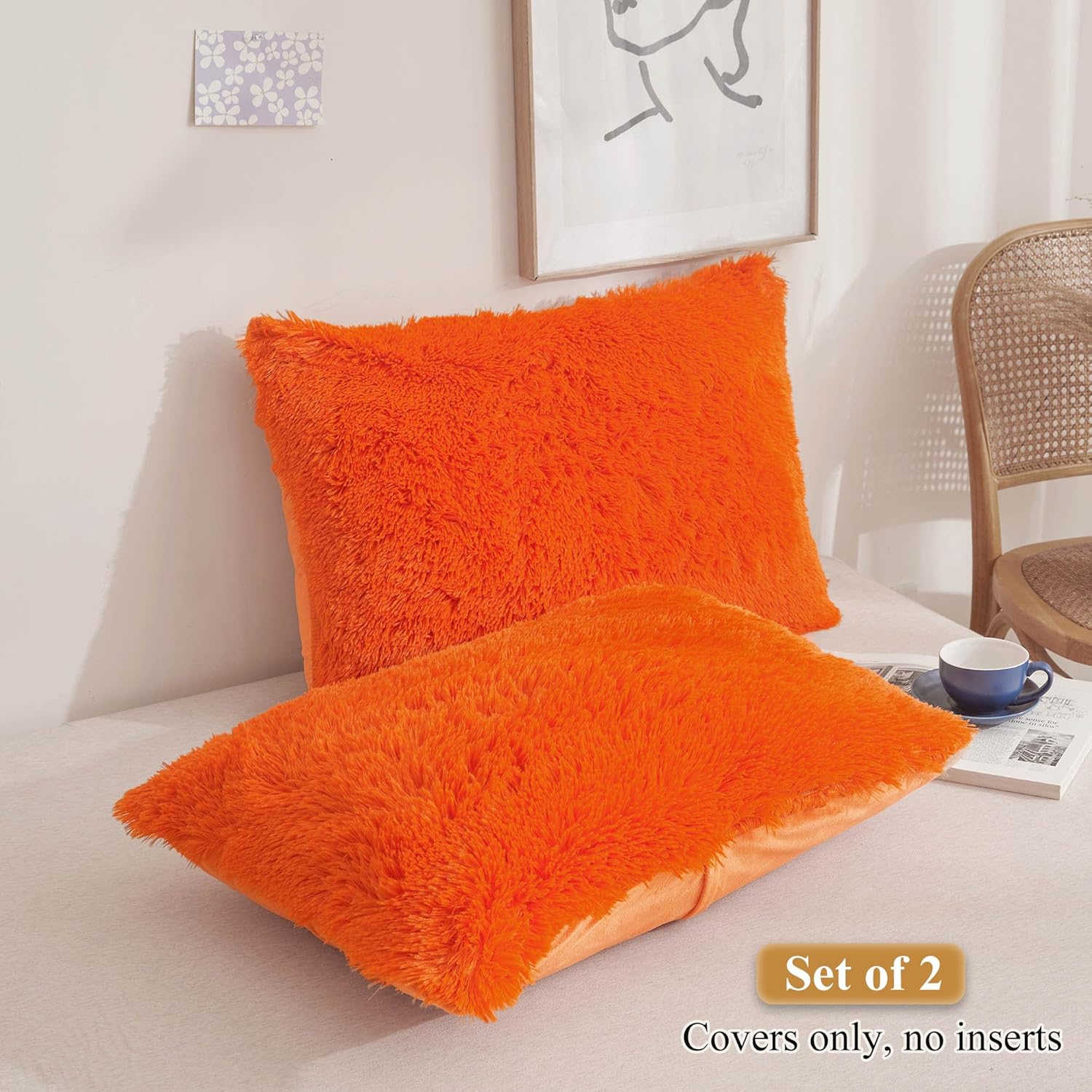 XeGe Fundas de almohada esponjosas de piel sintética, fundas de almohada de felpa suave y peluda, fundas de almohada decorativas de terciopelo para